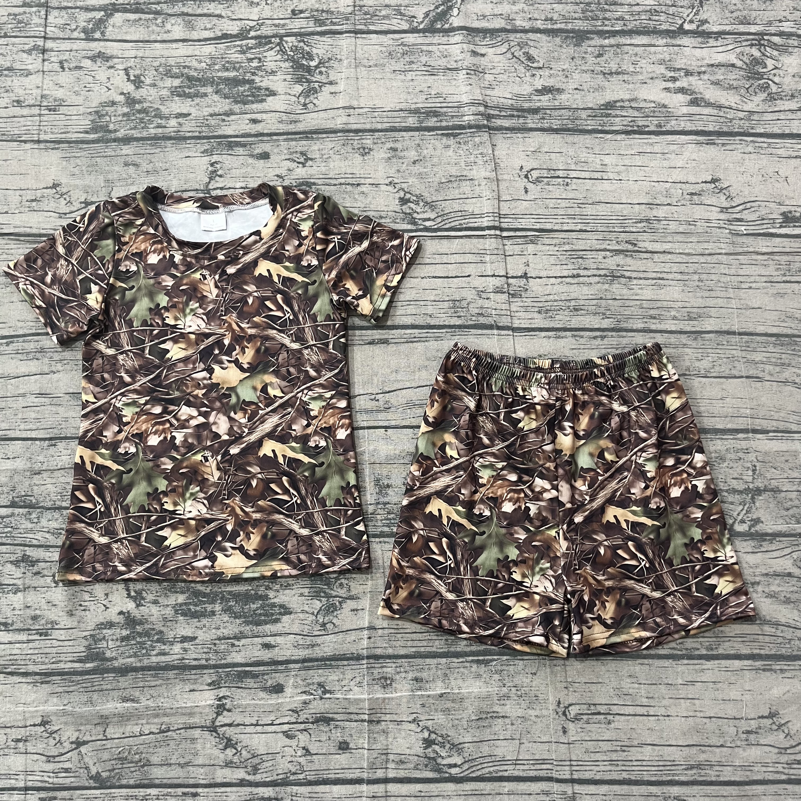 BSSO1929 pre-order kids clothes hunting print boy summer outfit  clothing set-real pic 2026.4.26 