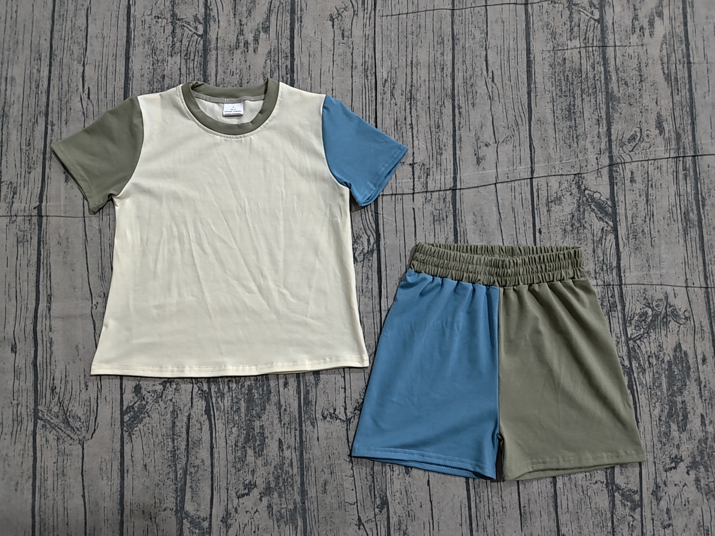 BSSO1976 pre-order kids clothes green print boys summer outfit-real pic 2026.3.23