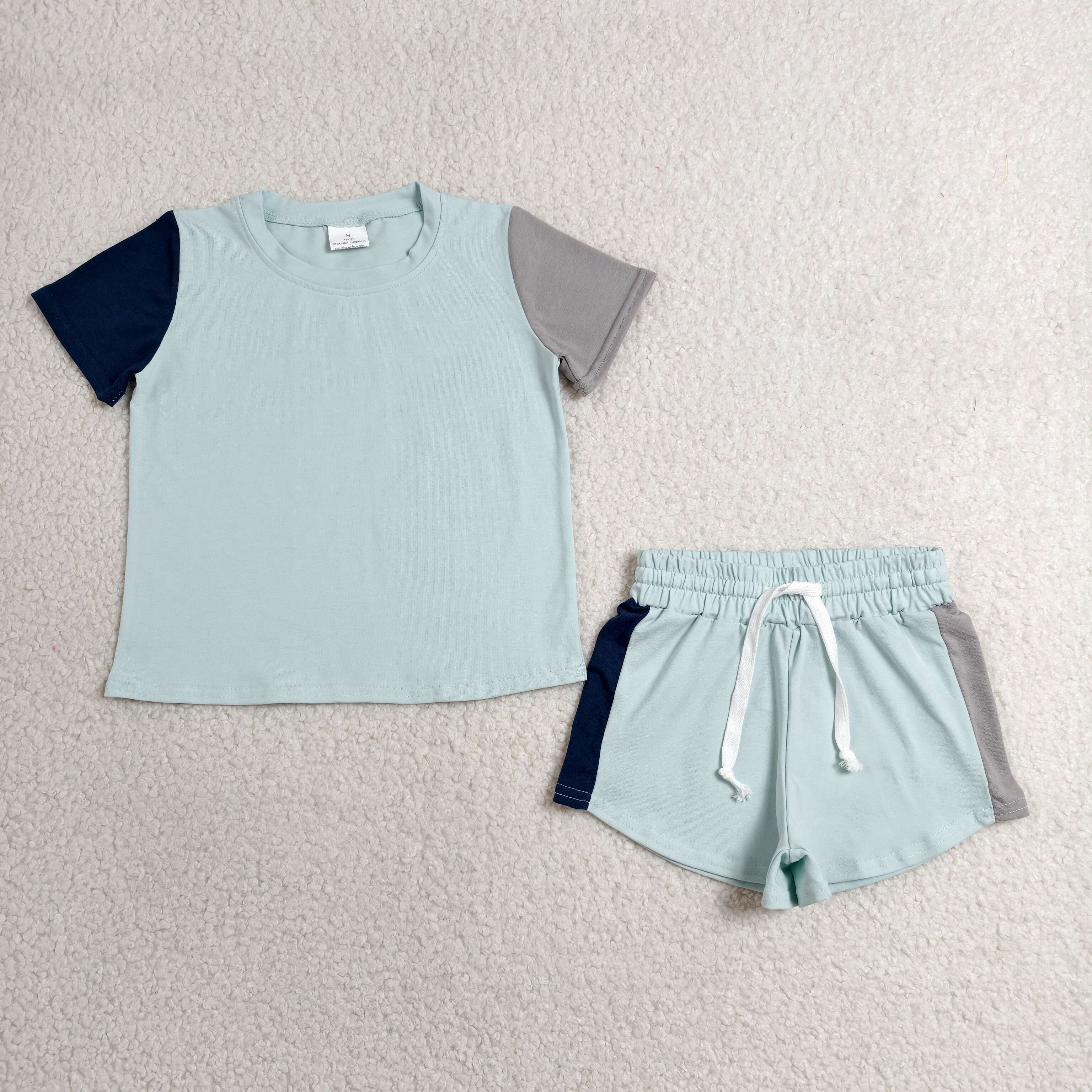 RTS BSSO2013 kids clothes blue cotton boys summer outfit summer shorts set