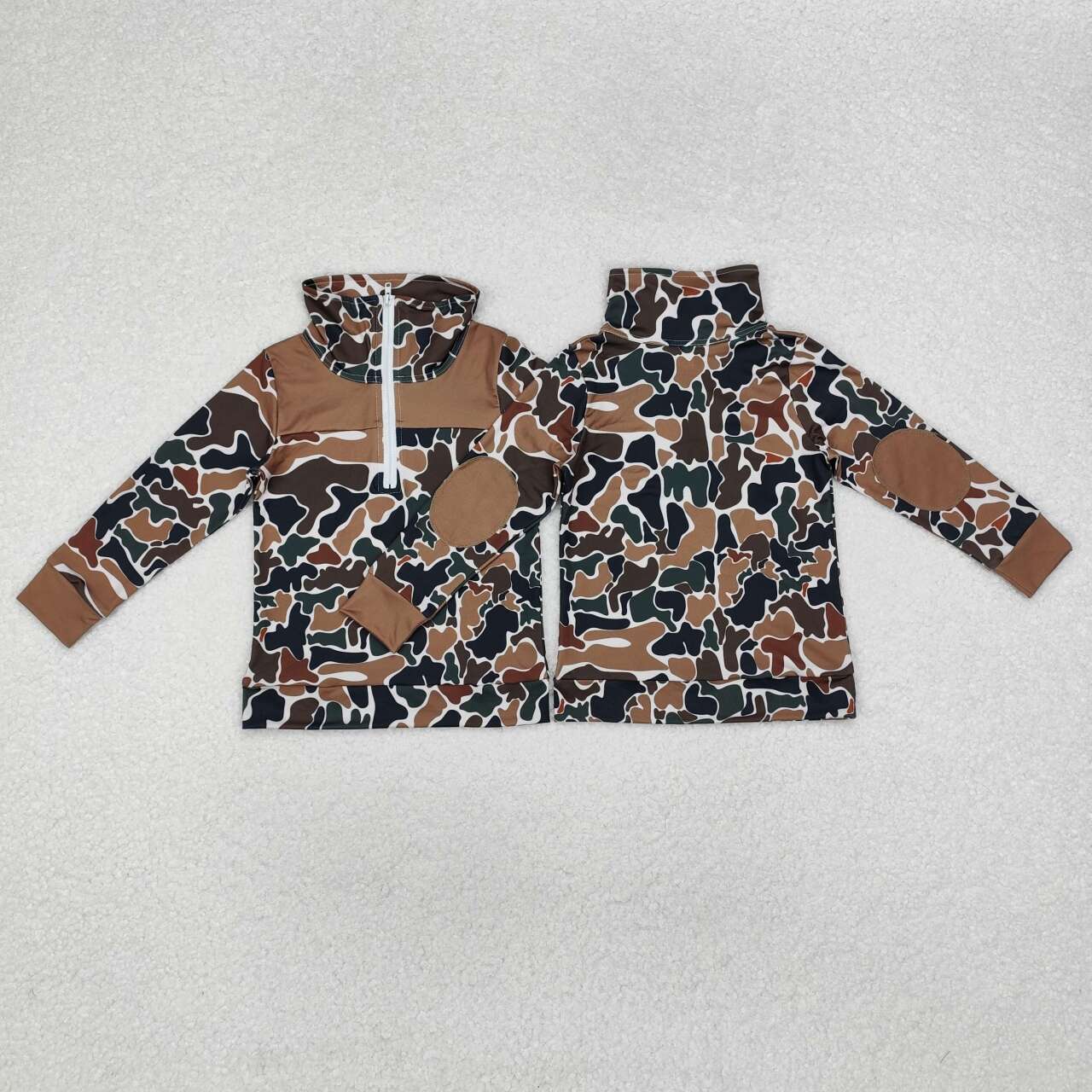 BT0810 RTS toddler boy clothes brown camo boy winter top t-shirt pullover