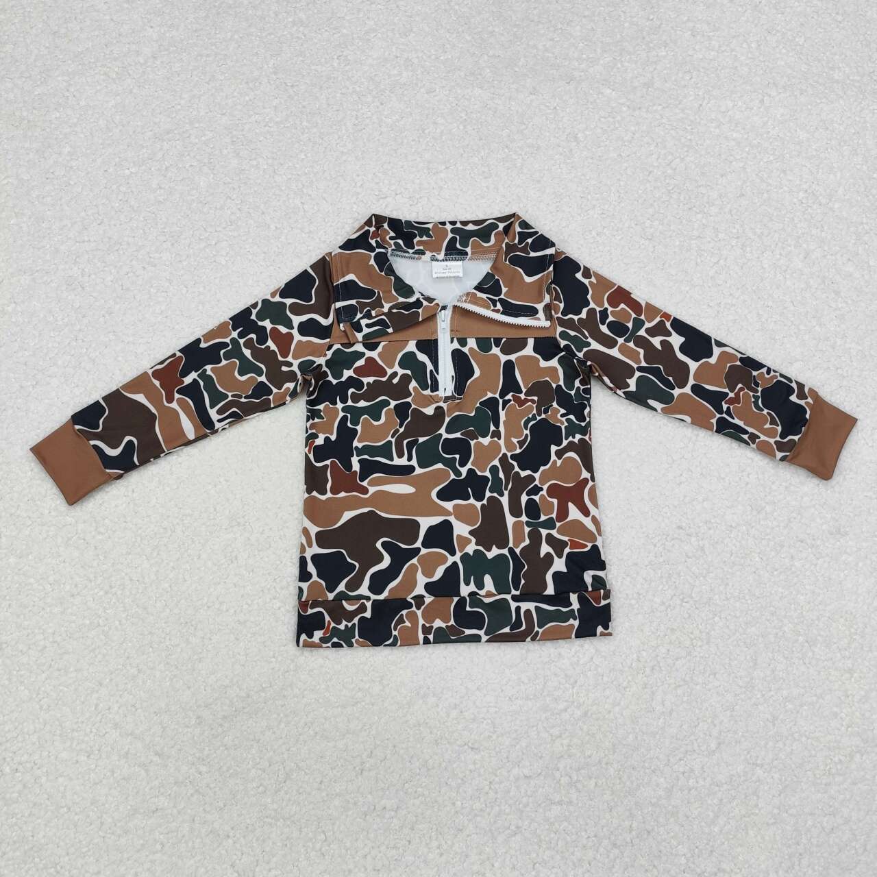 BT0810 RTS toddler boy clothes brown camo boy winter top t-shirt pullover