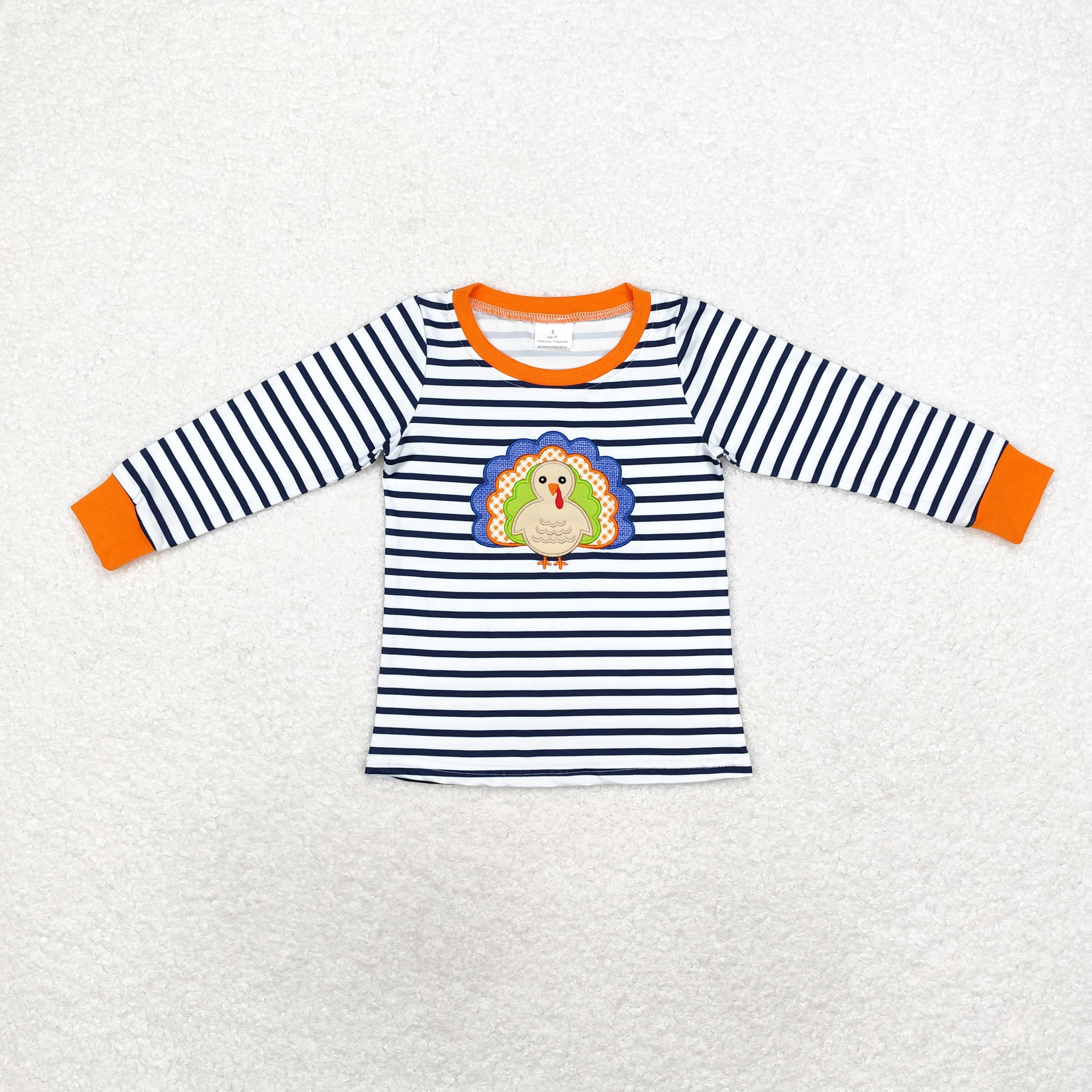 BT0818 RTS  toddler  boy clothes turkey boy thanksgiving winter top shirt embroidery
