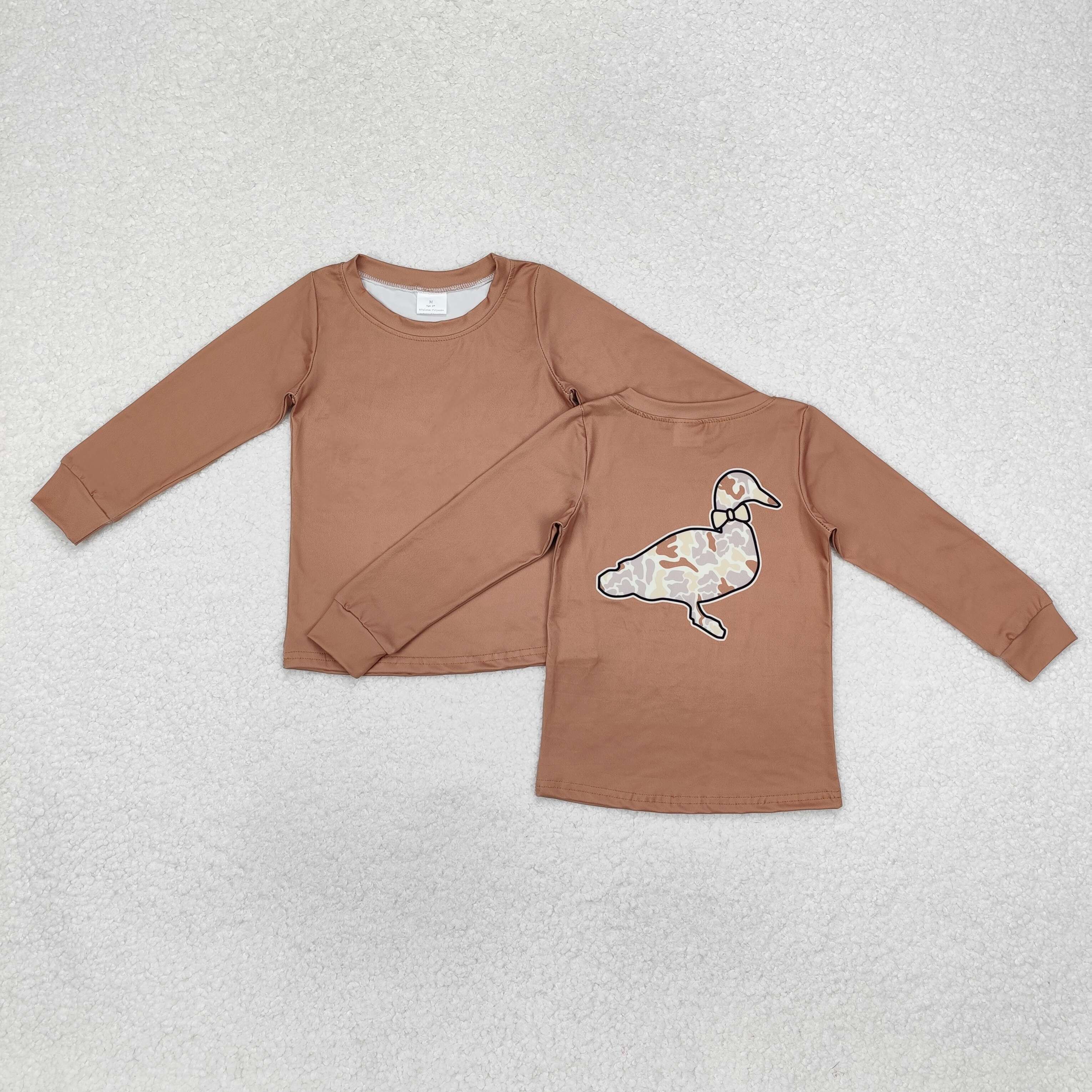 BT0950 RTS toddler boy clothes brown mallard  brown boy winter top shirt