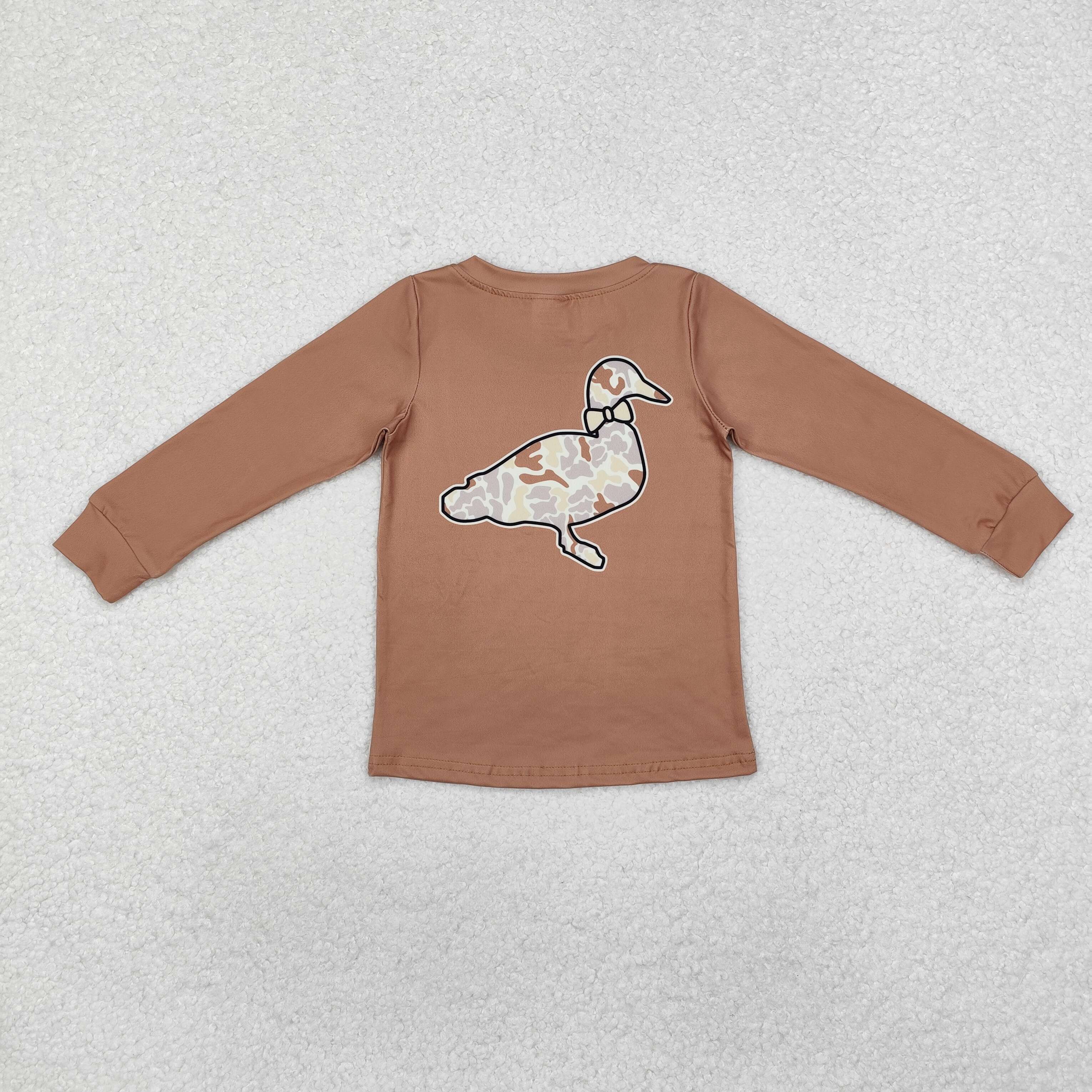 BT0950 RTS toddler boy clothes brown mallard  brown boy winter top shirt