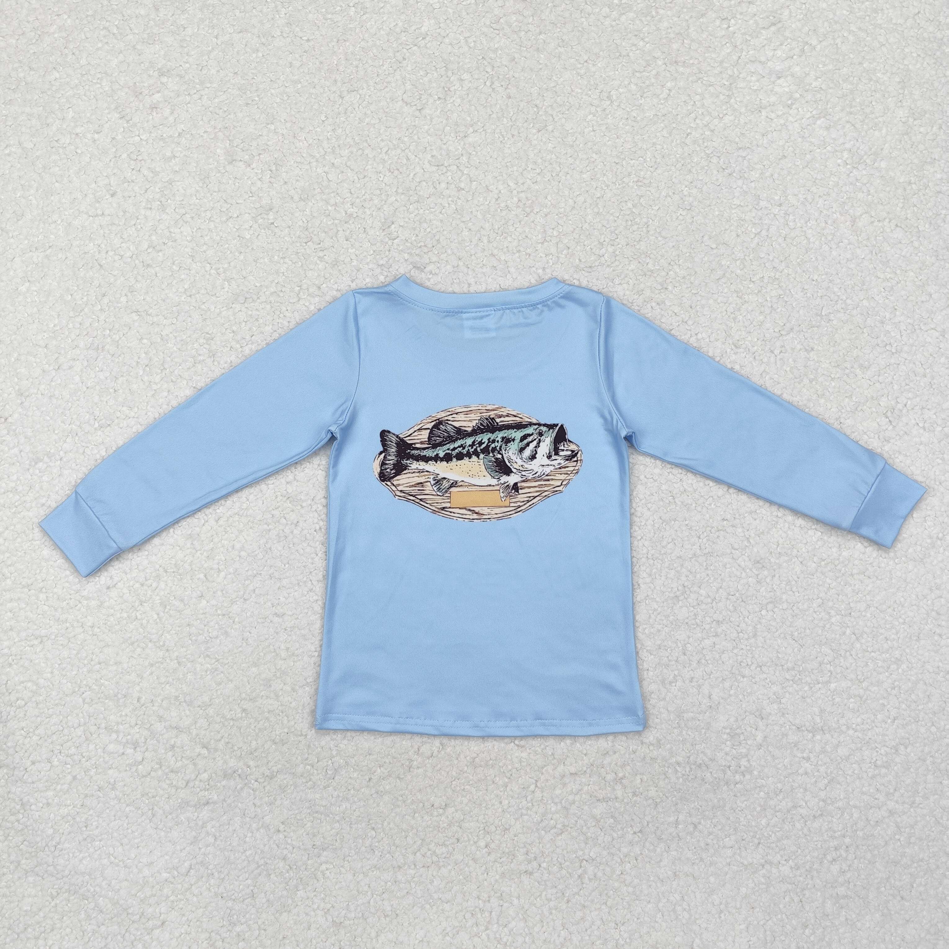 BT0952 RTS baby boy clothes fish fishing boy winter shirt