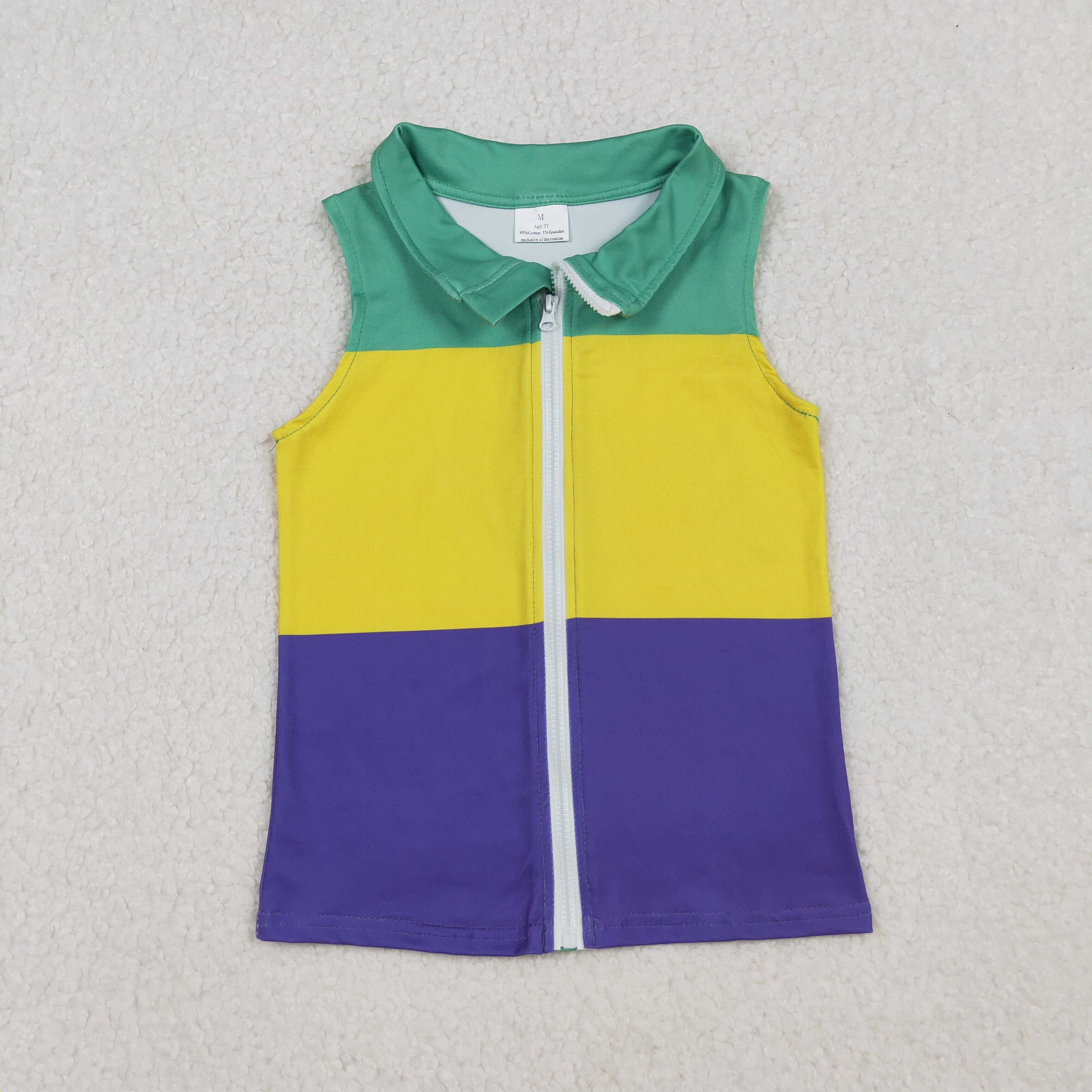 BT1157 RTS  toddler boy clothes mardi gras cotton zipper boy vest