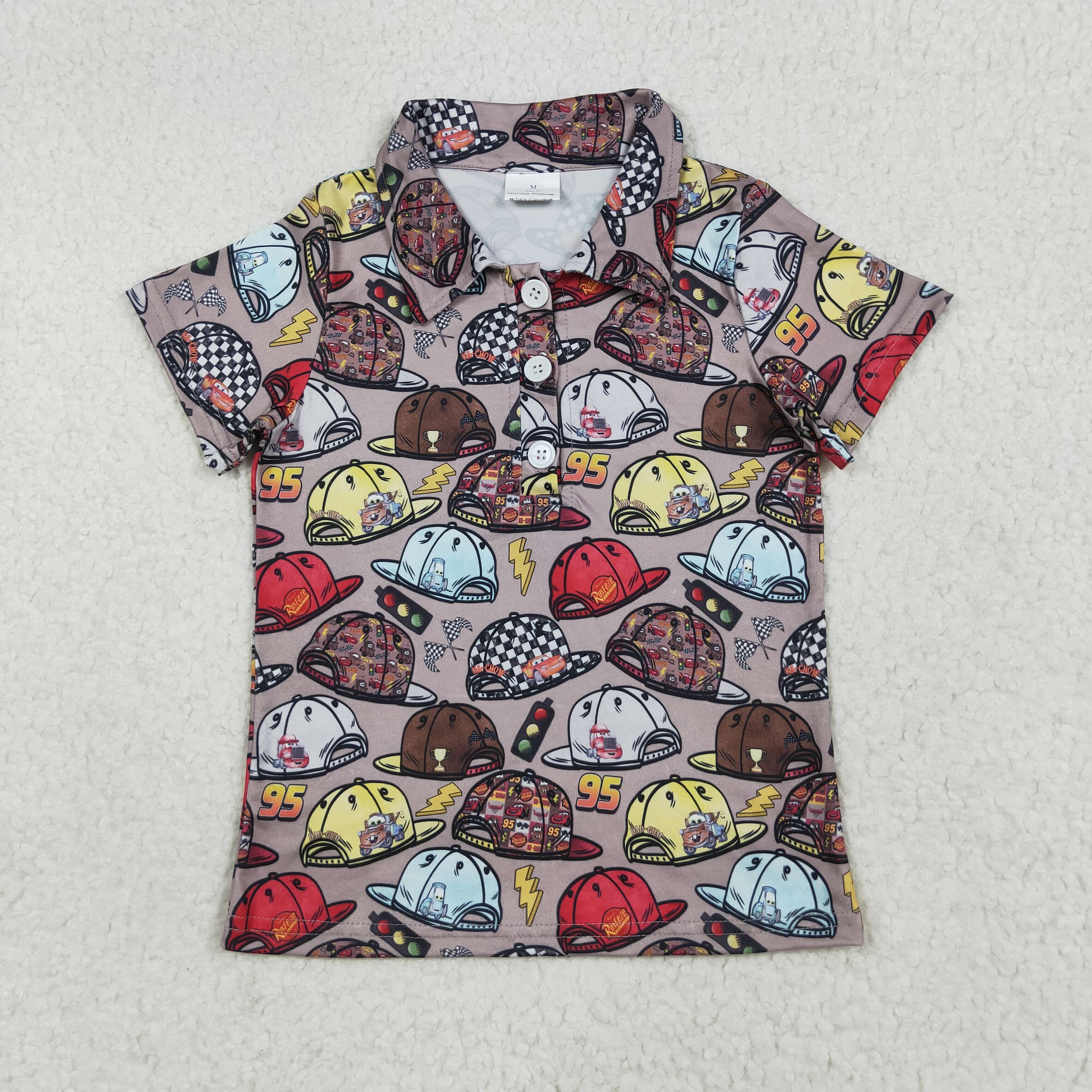 BT1228 RTS boy clothes cartoon car boy summer top Tshirt 