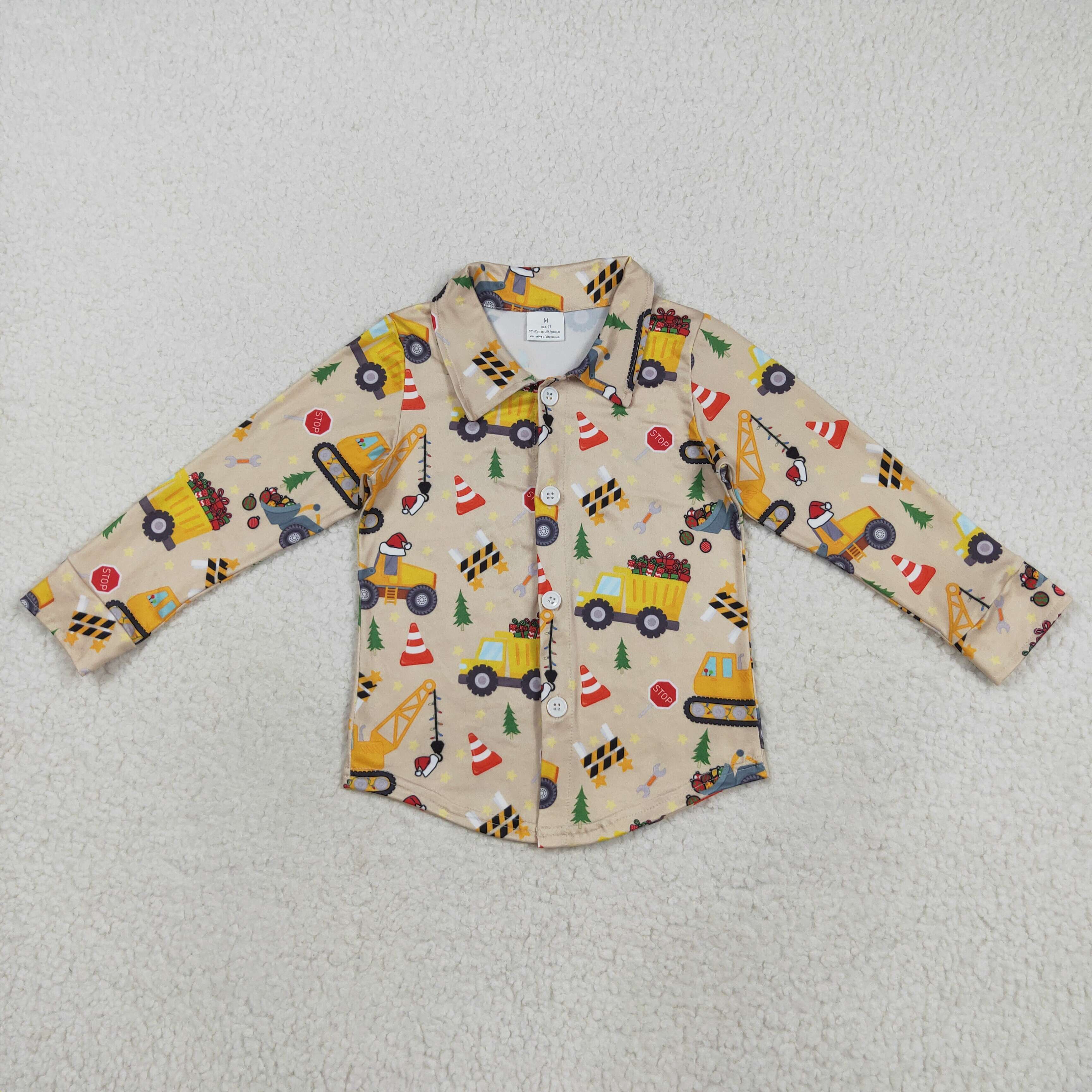 BT1254 RTS boy clothes car boy christmas winter top farm clothes