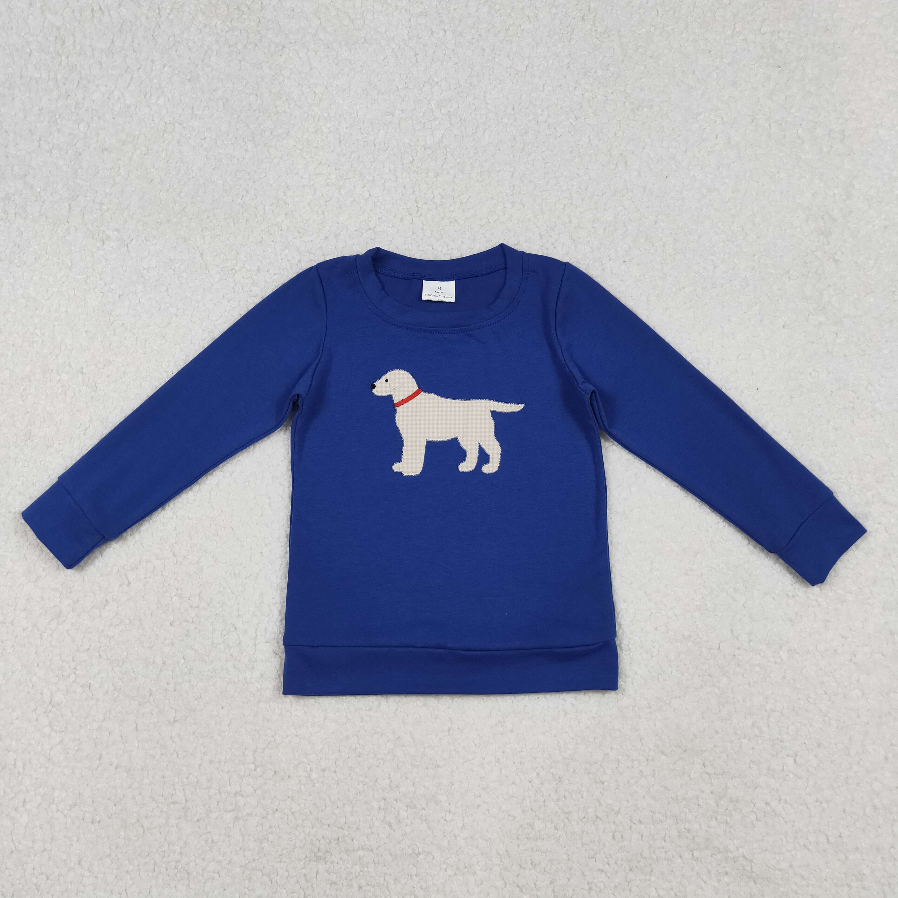 BT1333 RTS boy clothes dog navy boys winter embroidery top