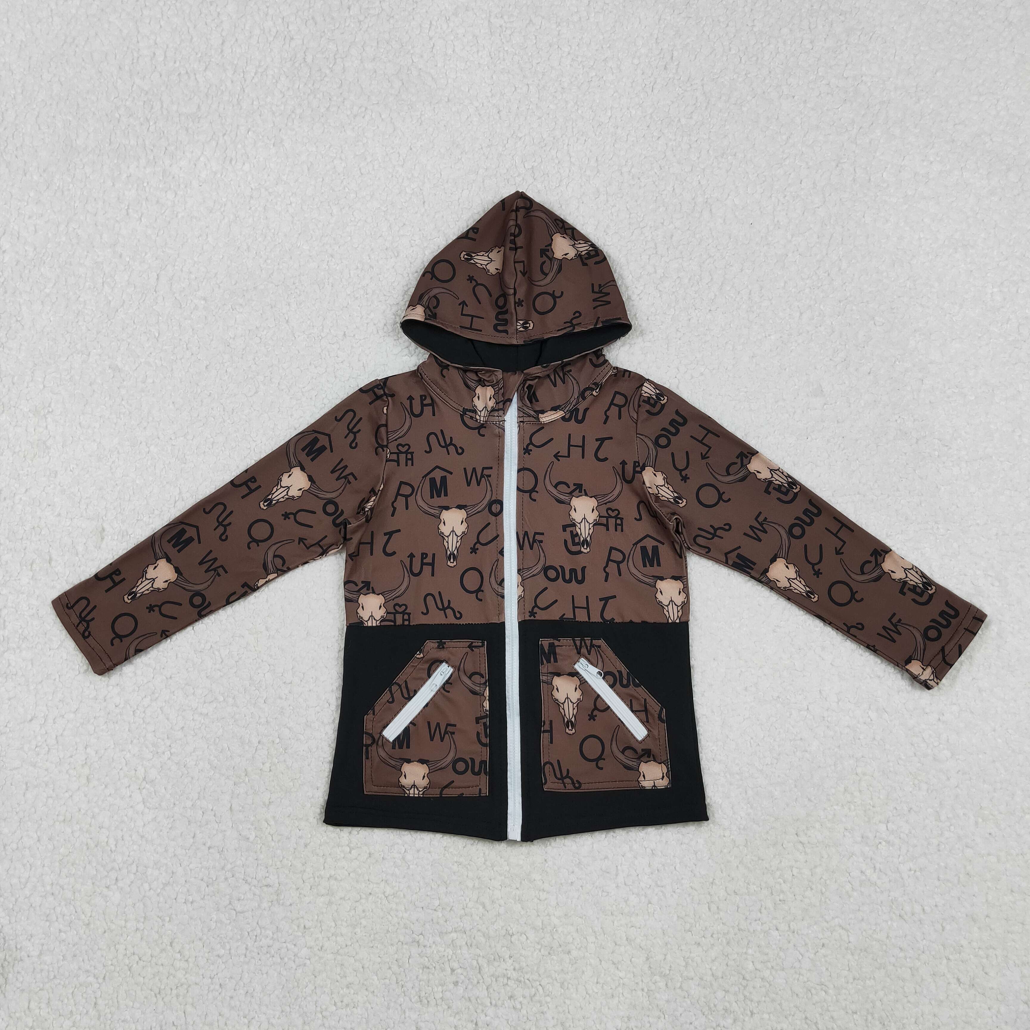 BT1337 RTS boy clothes aztec boys western winter hoodie top jacket