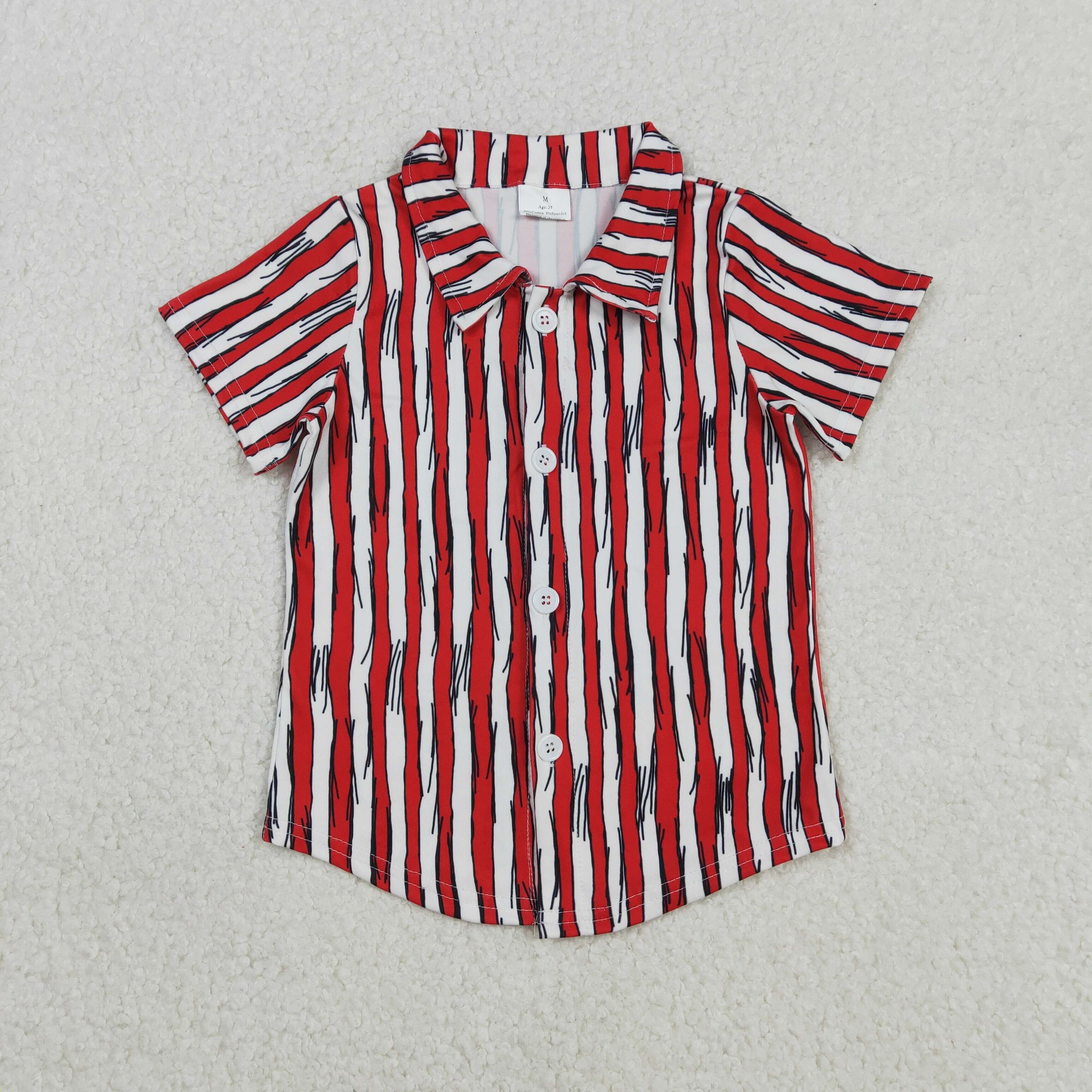BT1462 RTS toddler boy clothes Red Stripes boy Dr. Su summer top Tshirt