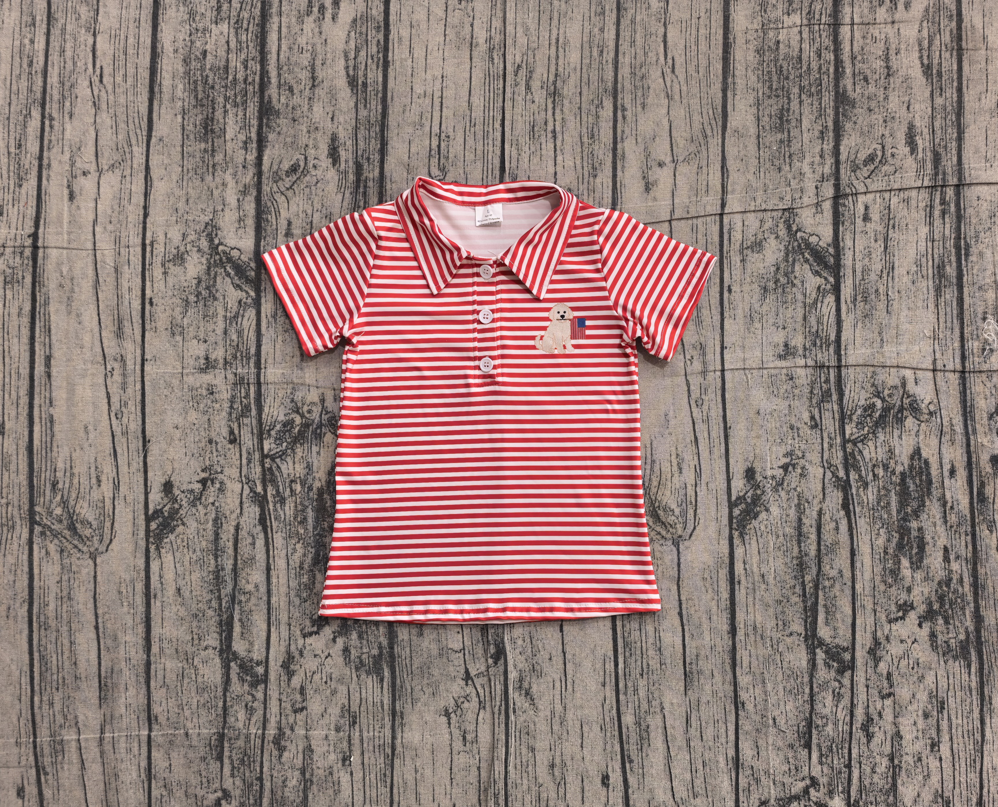 BT1619 pre-order  toddler boy clothes dog boy 4th of July summer  top shirt-real pic 2026.5.7 