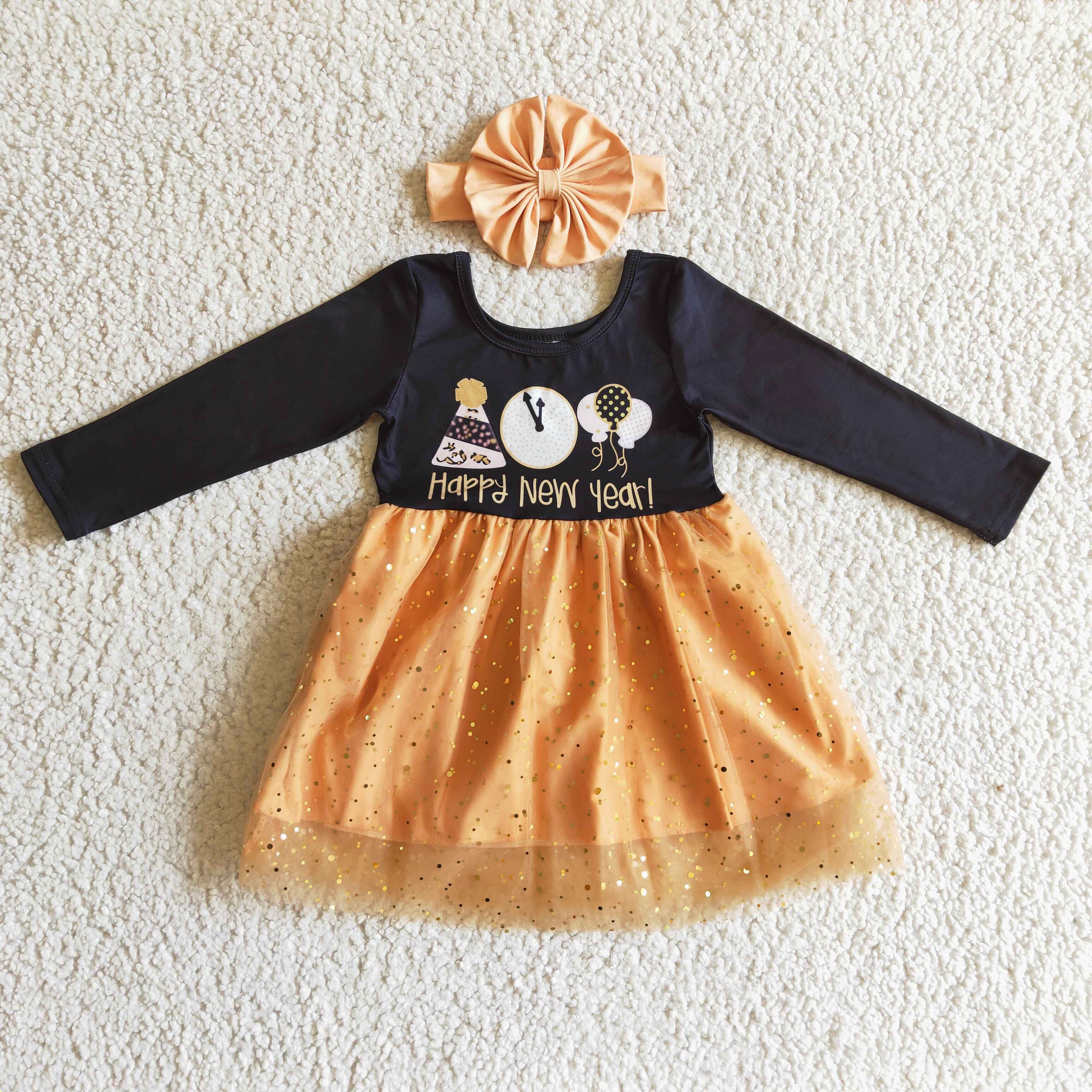 GLD0138 baby girl clothes happy new year tulle dress-promotion 2024.9.14 $5.5