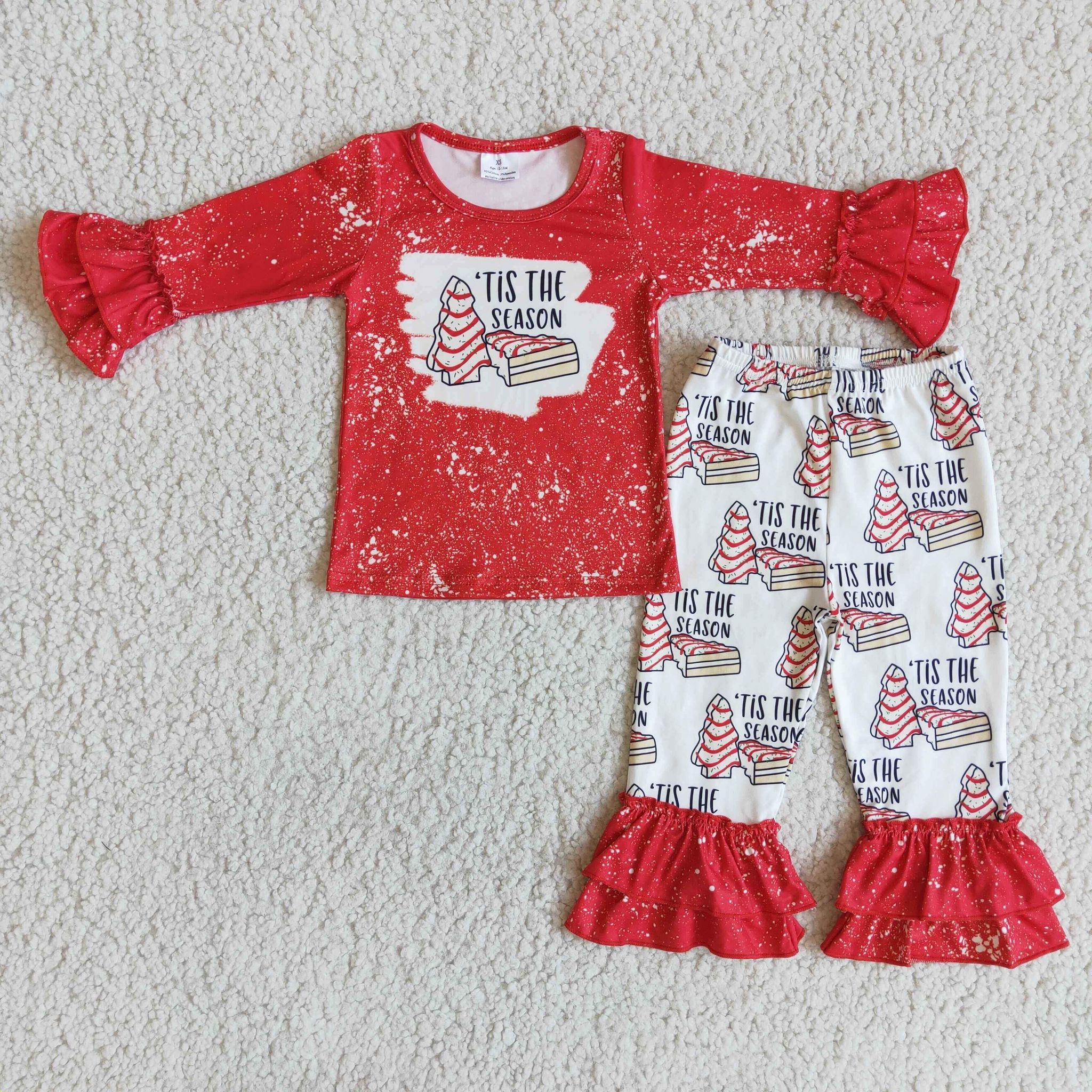 6 B13-30 girl red winter 'tis the season long sleeve set-promotion 2025.11.22 $2.99