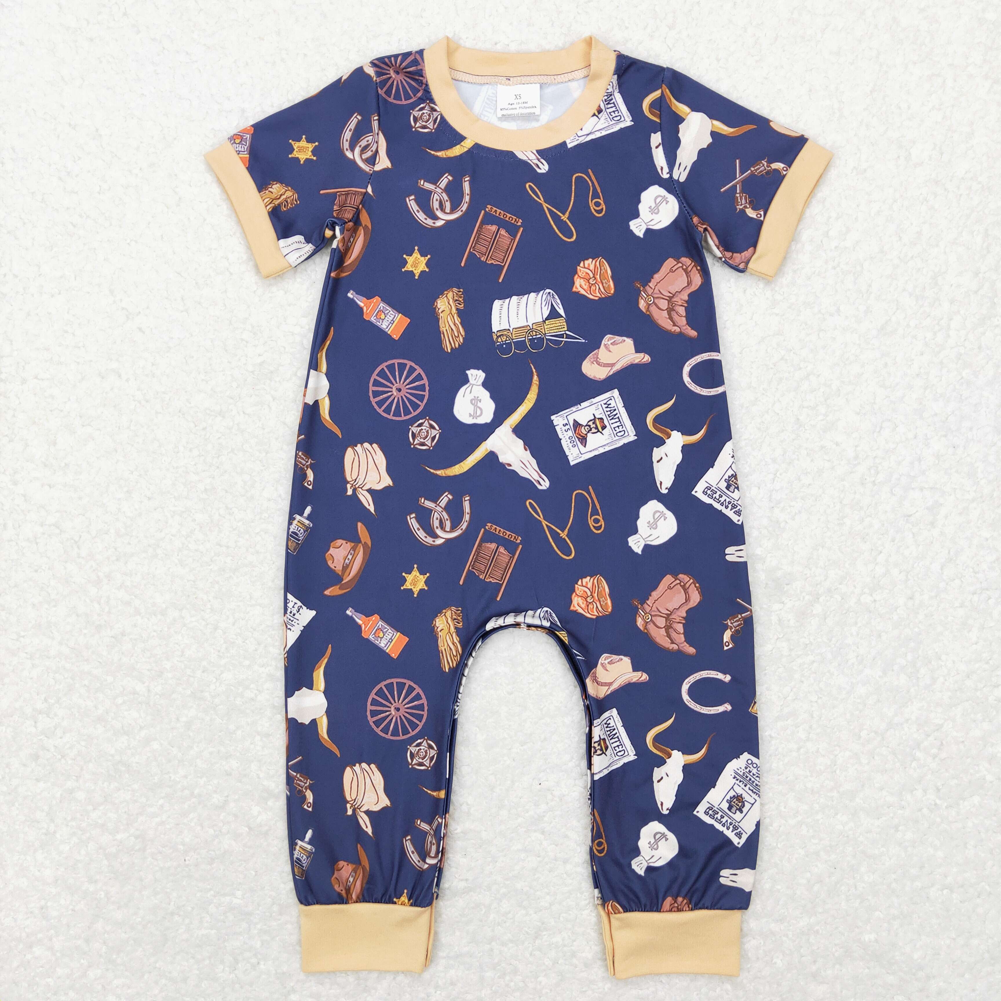 SR0187 baby boy clothes western clothes sleeveless boy summer romper-promotion 2025.4.26 $5.5