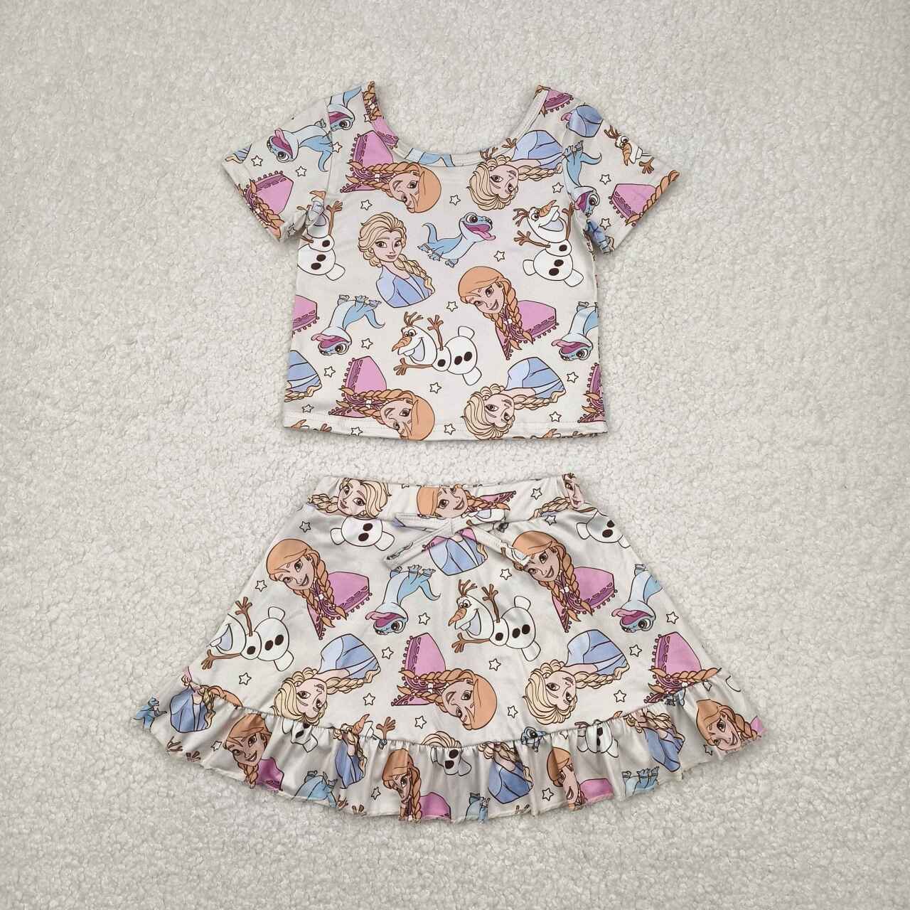 GSD2358 RTS girl clothes cartoon princess girl summer outfit
