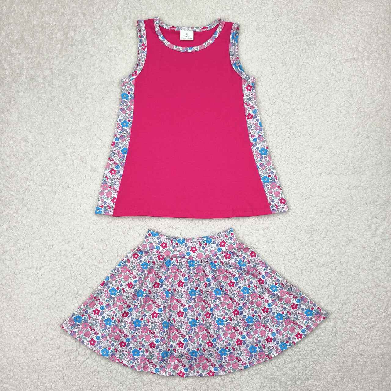 GSD1926 RTS toddler girl clothes floral print girl summer set