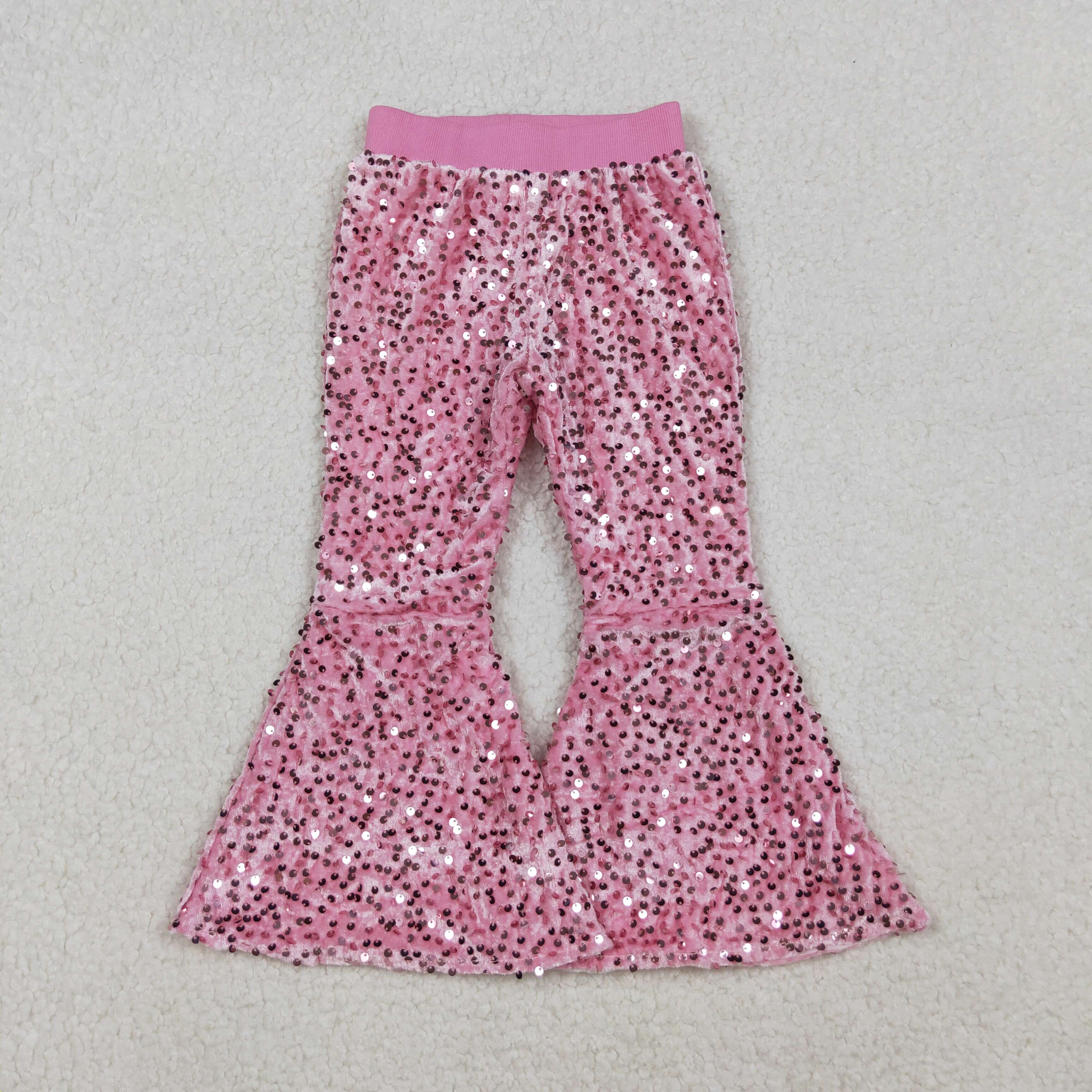 D5-27-2 baby girl clothes pink sequin pant bell bottom pant