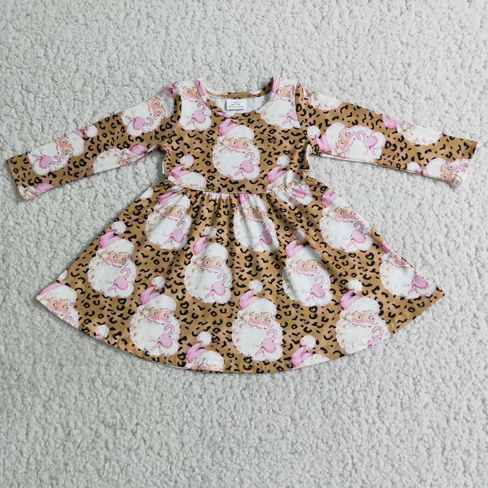 6 A7-13 baby girl clothes santa claus leopard dress--promotion 2024.10.26 $2.99