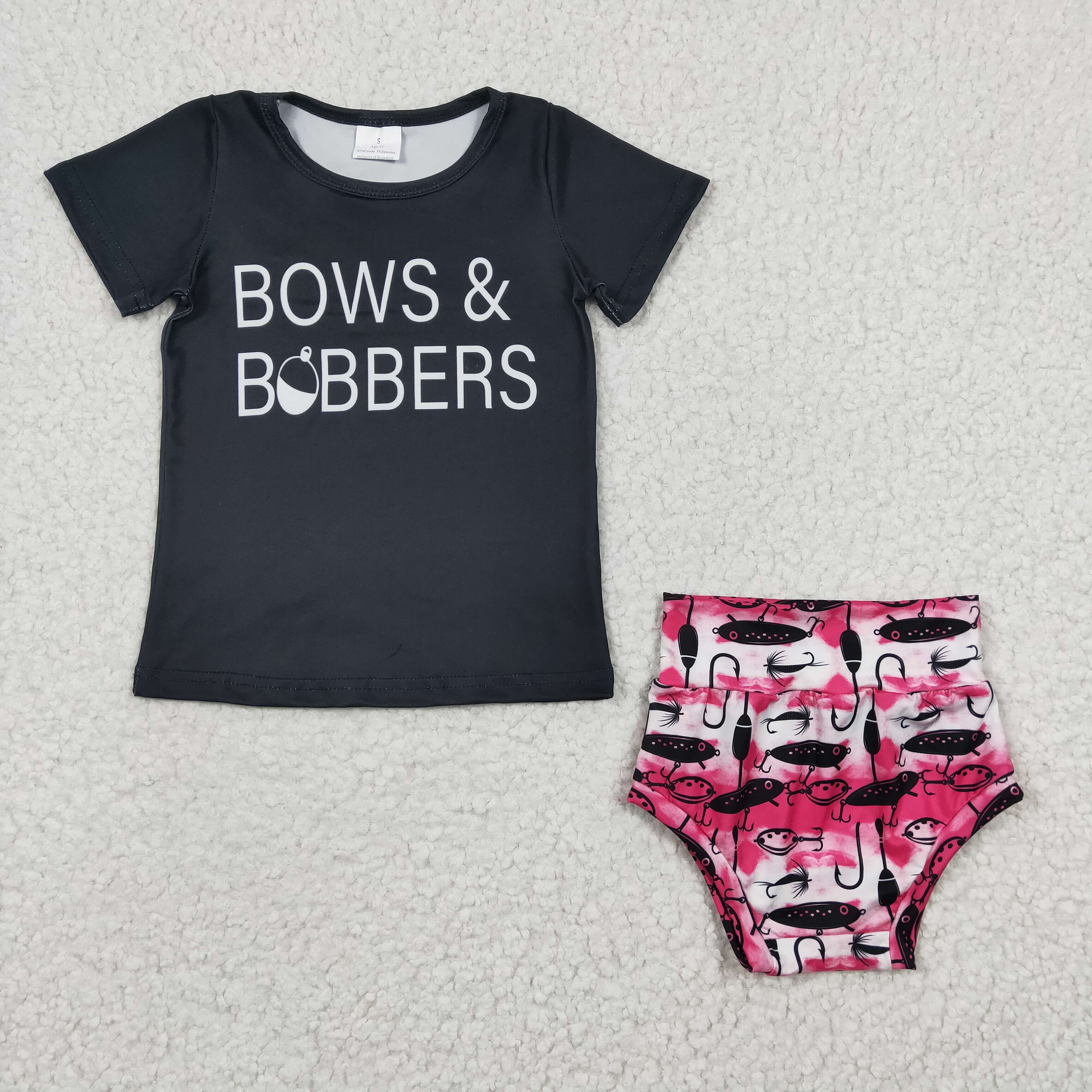 GBO0072 baby girl clothes bows with  bommers set-promotion 2025.6.21 $5.5