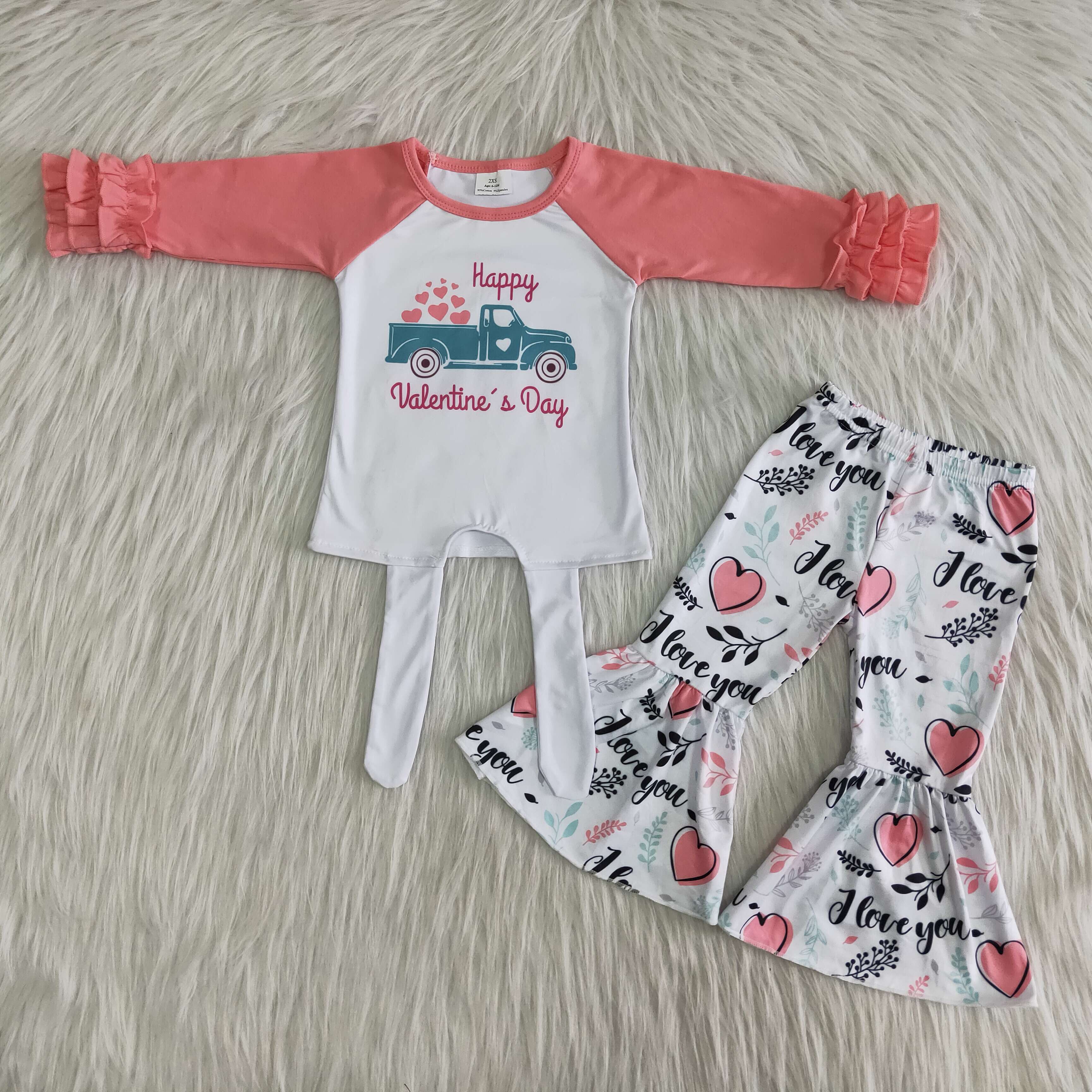 6 A27-27 girl pink heart truck long sleeve winter valentine's day set-promotion $2.99 2026.1.17