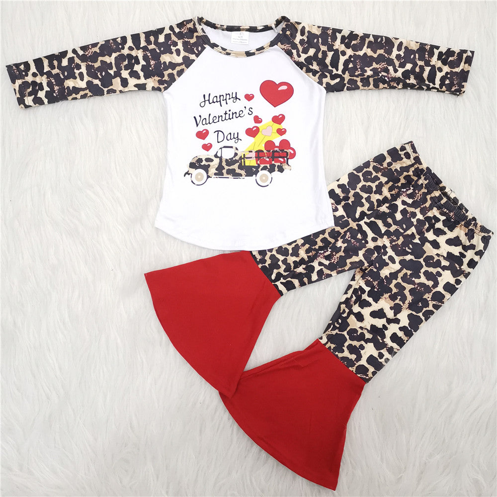 6 C11-28 girl valentines day heart leopard winter long sleeve set-promotion $2.99 2026.1.17