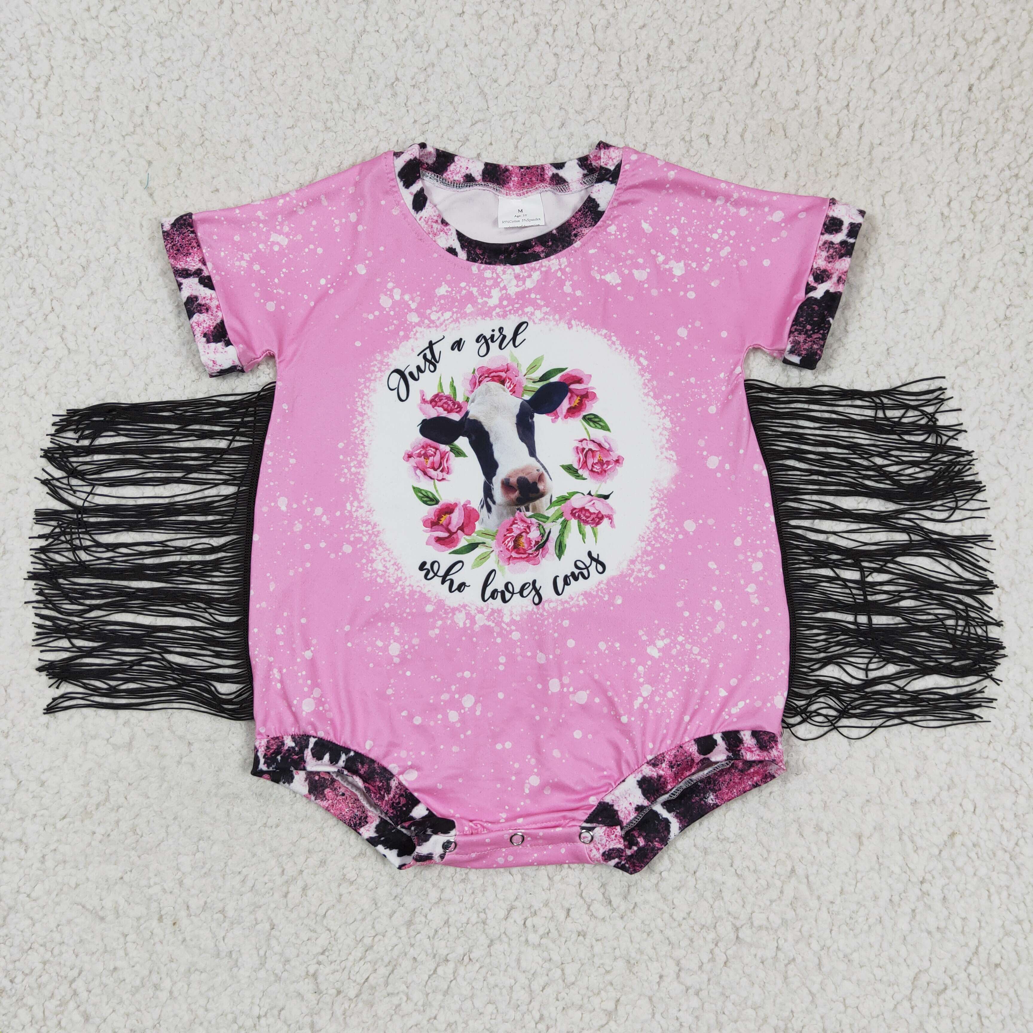 SR0105 baby girl clothes cow tassel summer bubble-promotion 2025.4.19 $5.5