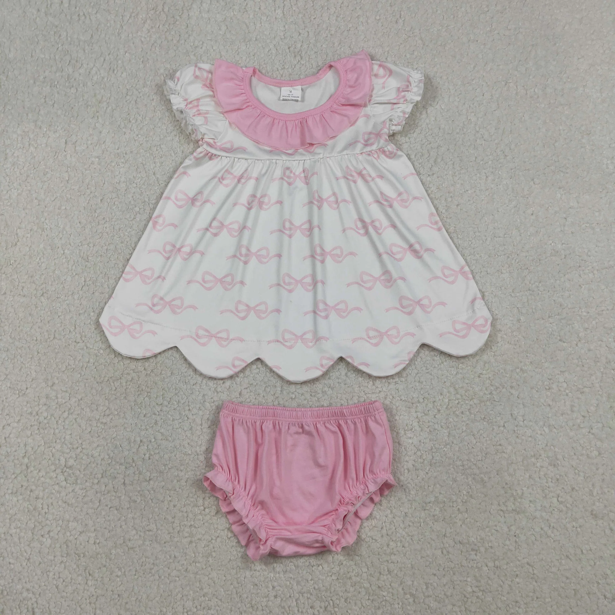  GBO0501 RTS  toddler girl clothes bows print girl  summer bummies set 