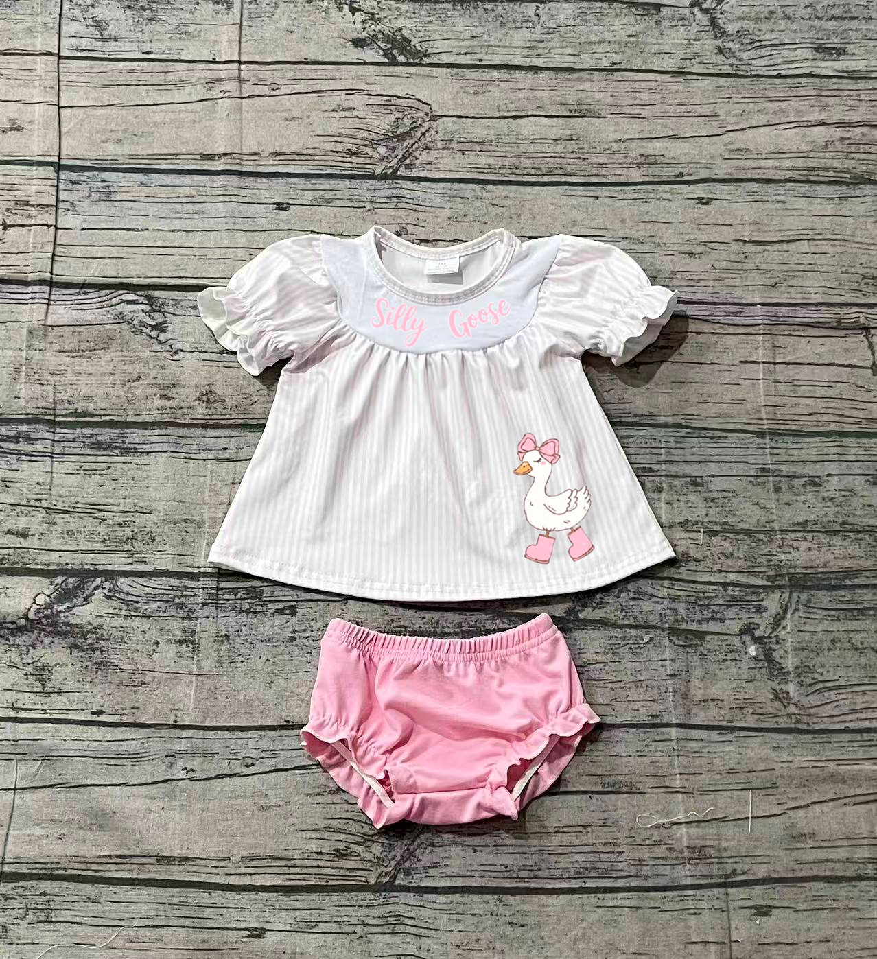 GBO0503 pre-order  toddler girl clothes goose print girl  summer bummies set-real pic 2026.1.25 