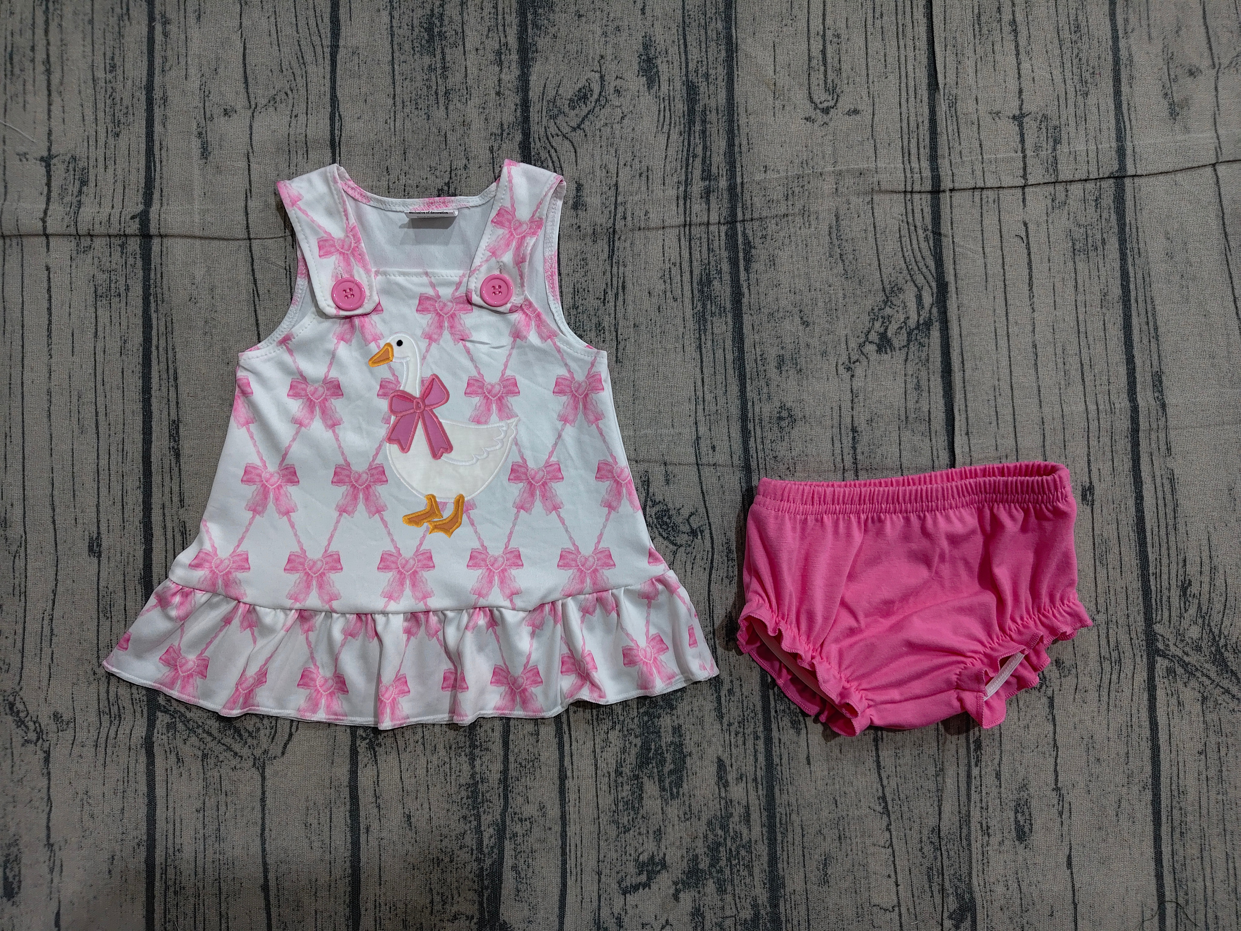 GBO0505 pre-order  toddler girl clothes goose print girl summer bummies embroidery set-real pic 2026.3.26 