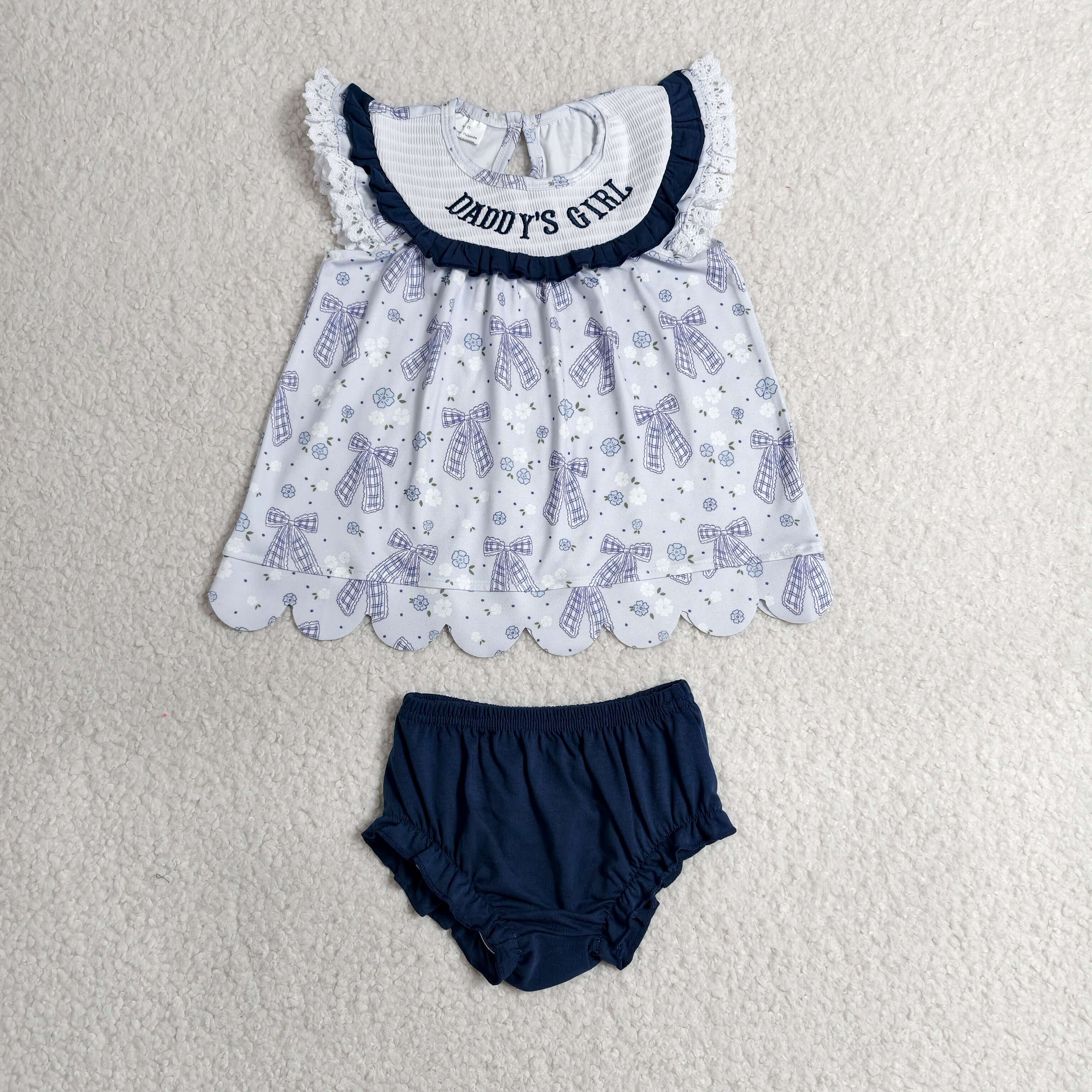 GBO0519 RTS toddler girl clothes daddy's smock girl girl summer bummies set 