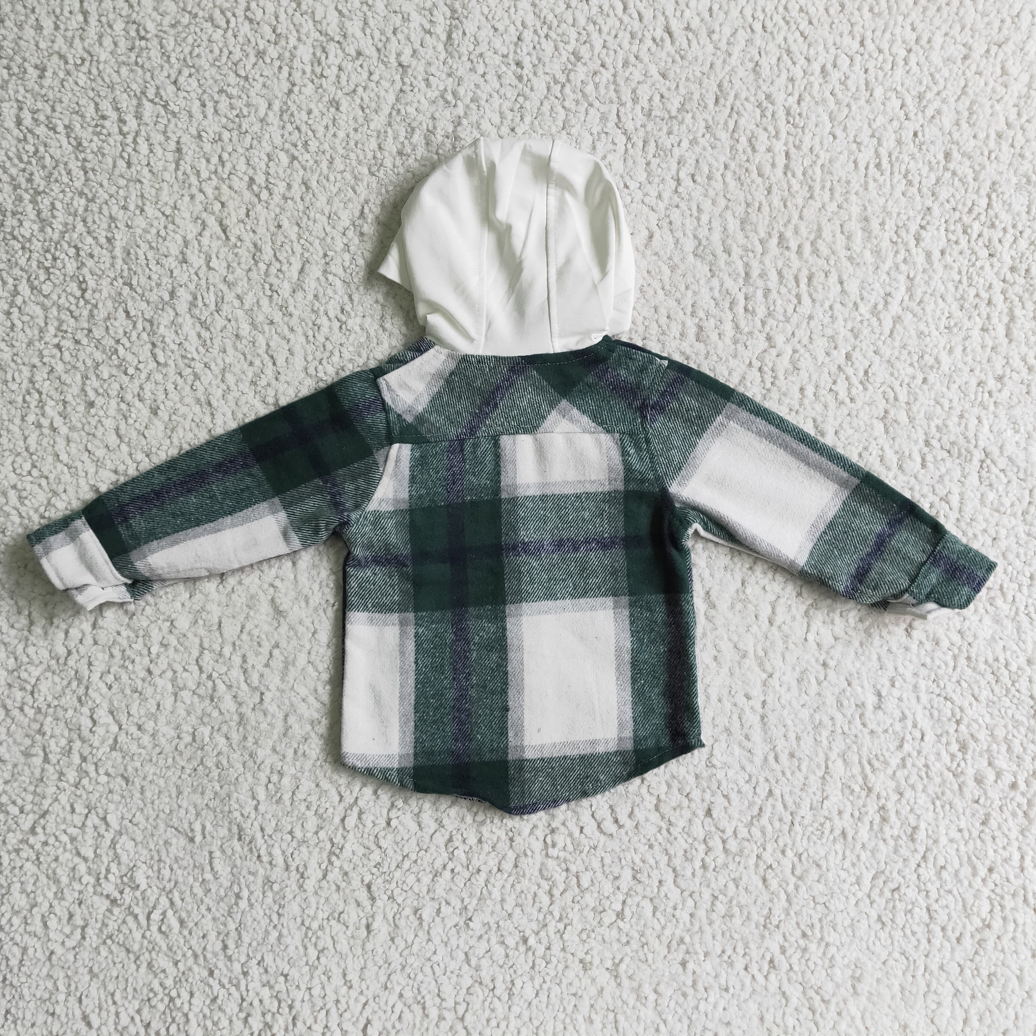 BT0075 toddler clothes green plaid  hoodies shirt