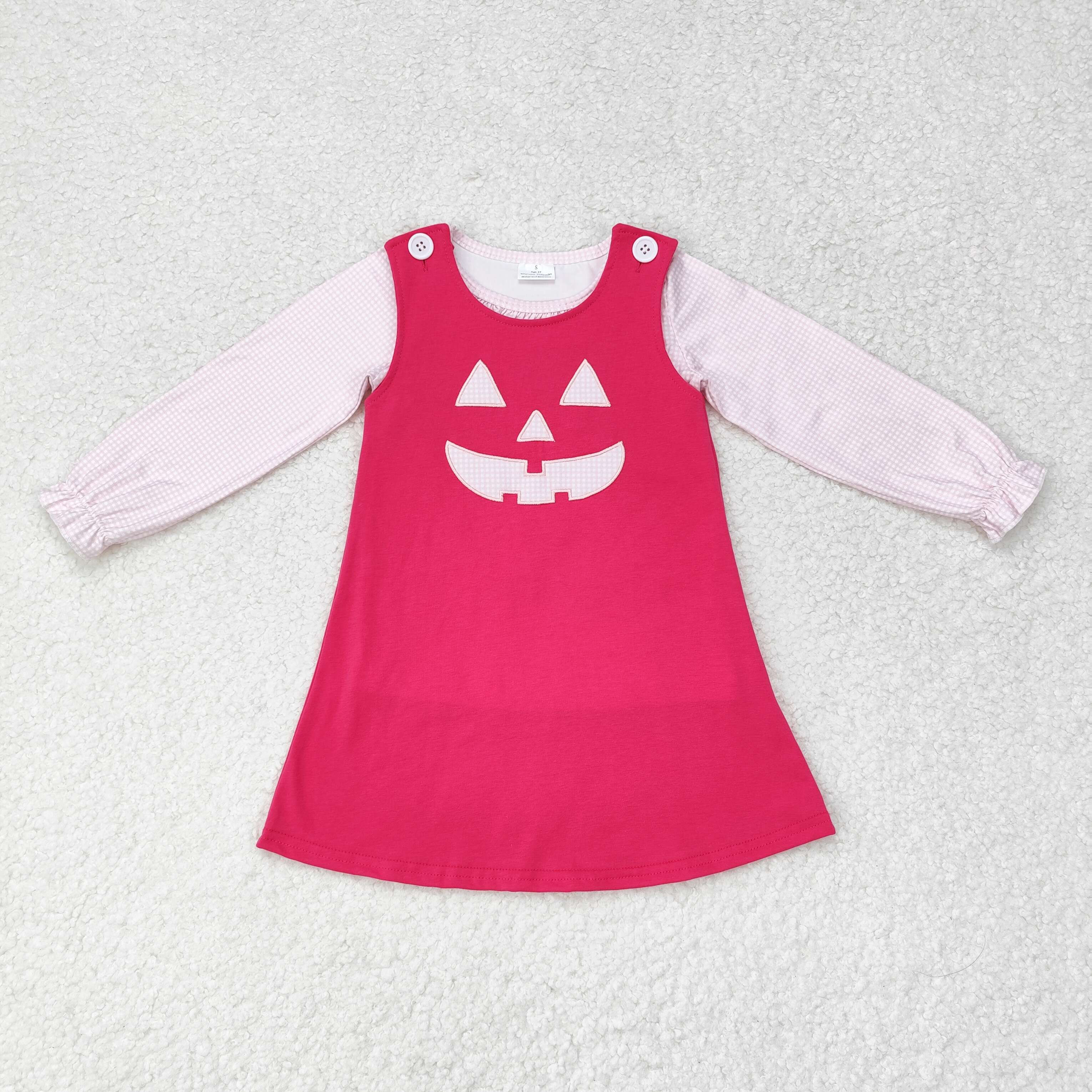 GLD0576 RTS  toddler girl clothes ghost pumpkin girl halloween winter outfit embroidery dress+milk silk top