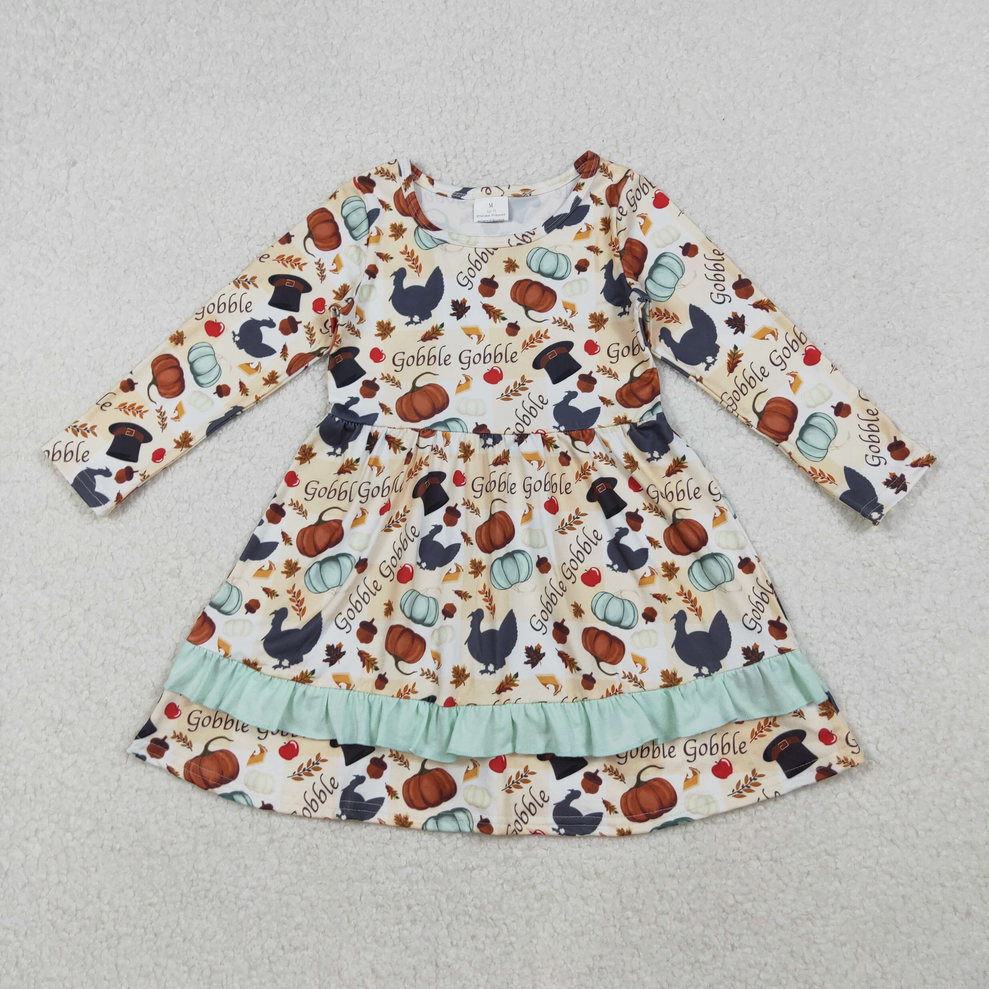 GLD0789 RTS girl clothes turkey girl thanksgiving winter dress