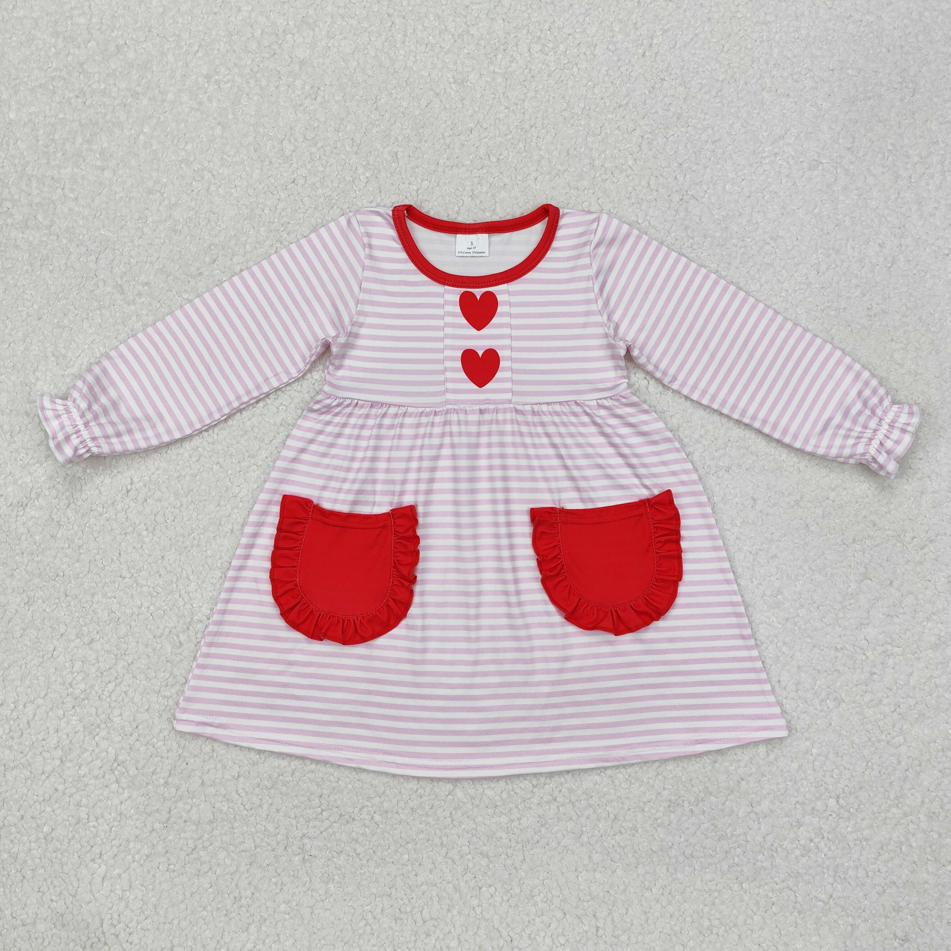 GLD0853 RTS toddler girl clothes heart girl winter valentines day dress