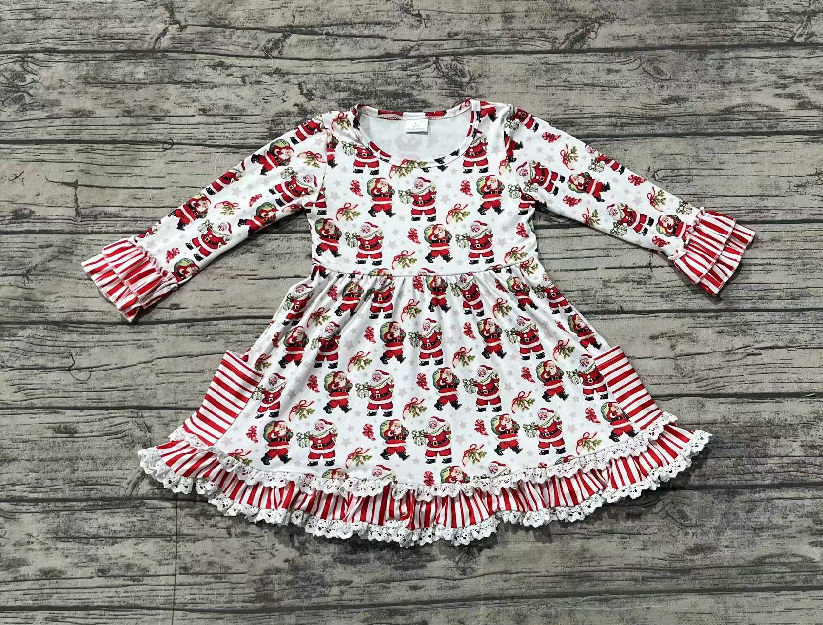 GLD0944 pre-order toddler girl clothes santa girl winter christmas dress-real pic 2024.10.13 