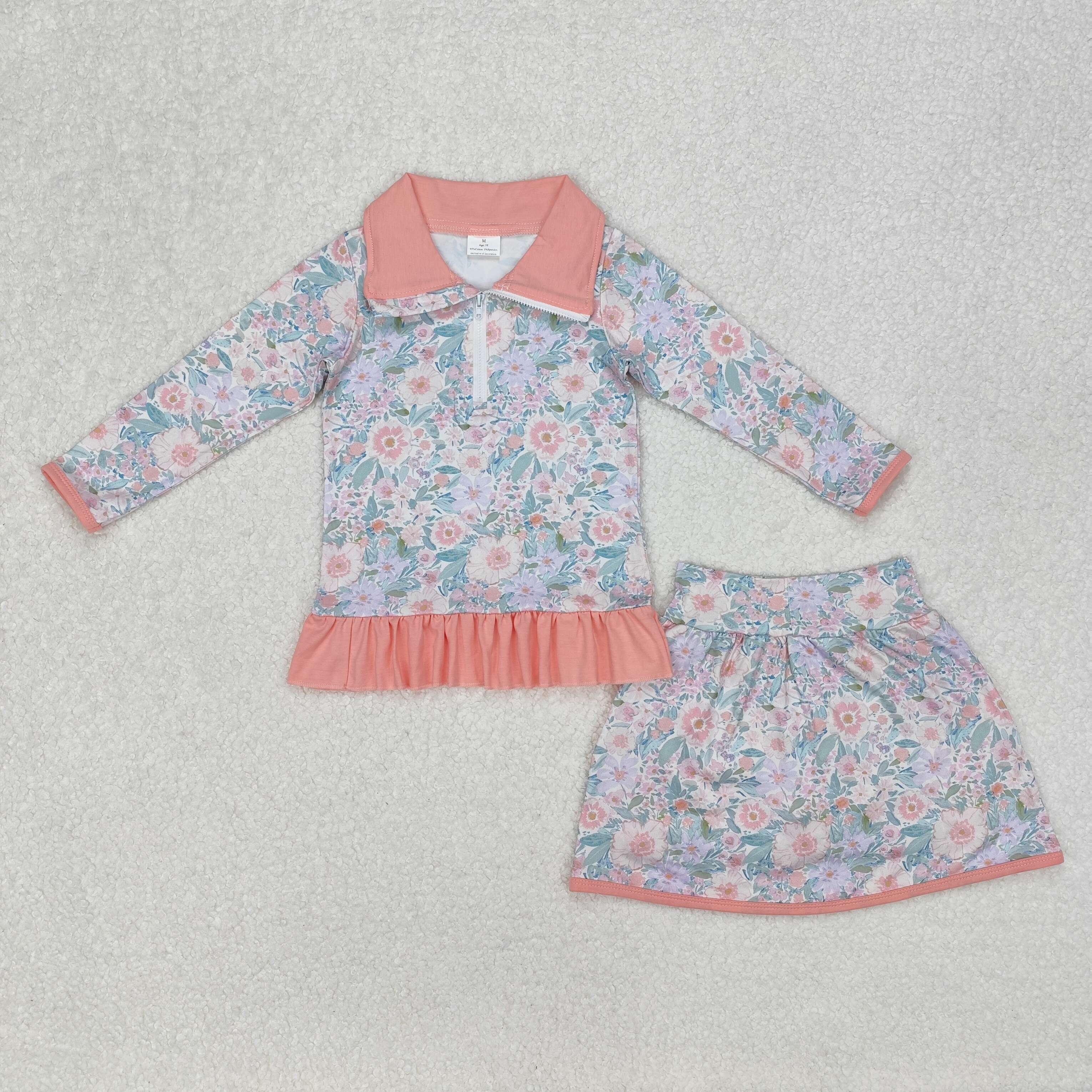 GLD1010 RTS  girl clothes floral girl skirt outfit