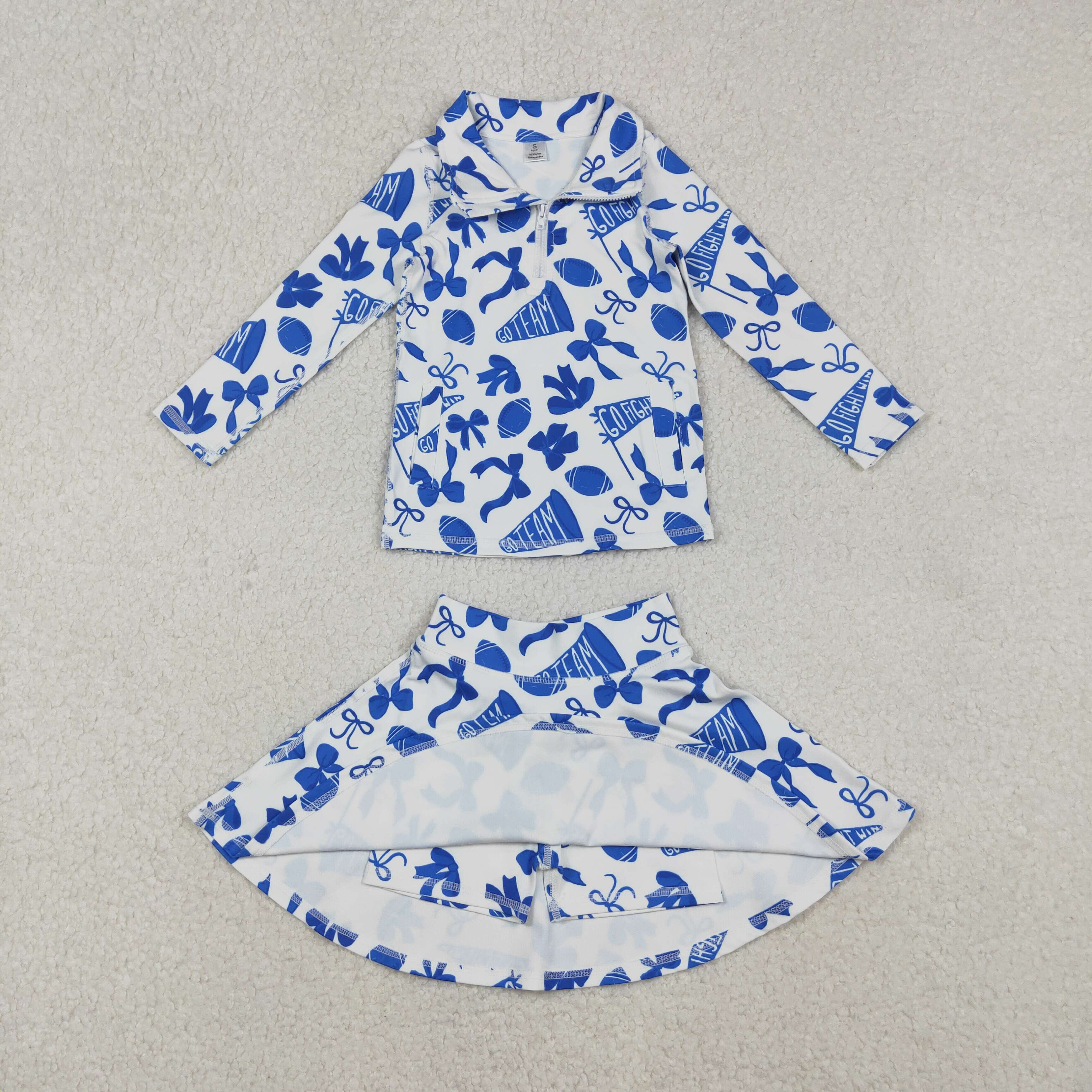 GLD1283 RTS toddler girl clothes go team girl short skirt outfit yoga clothes