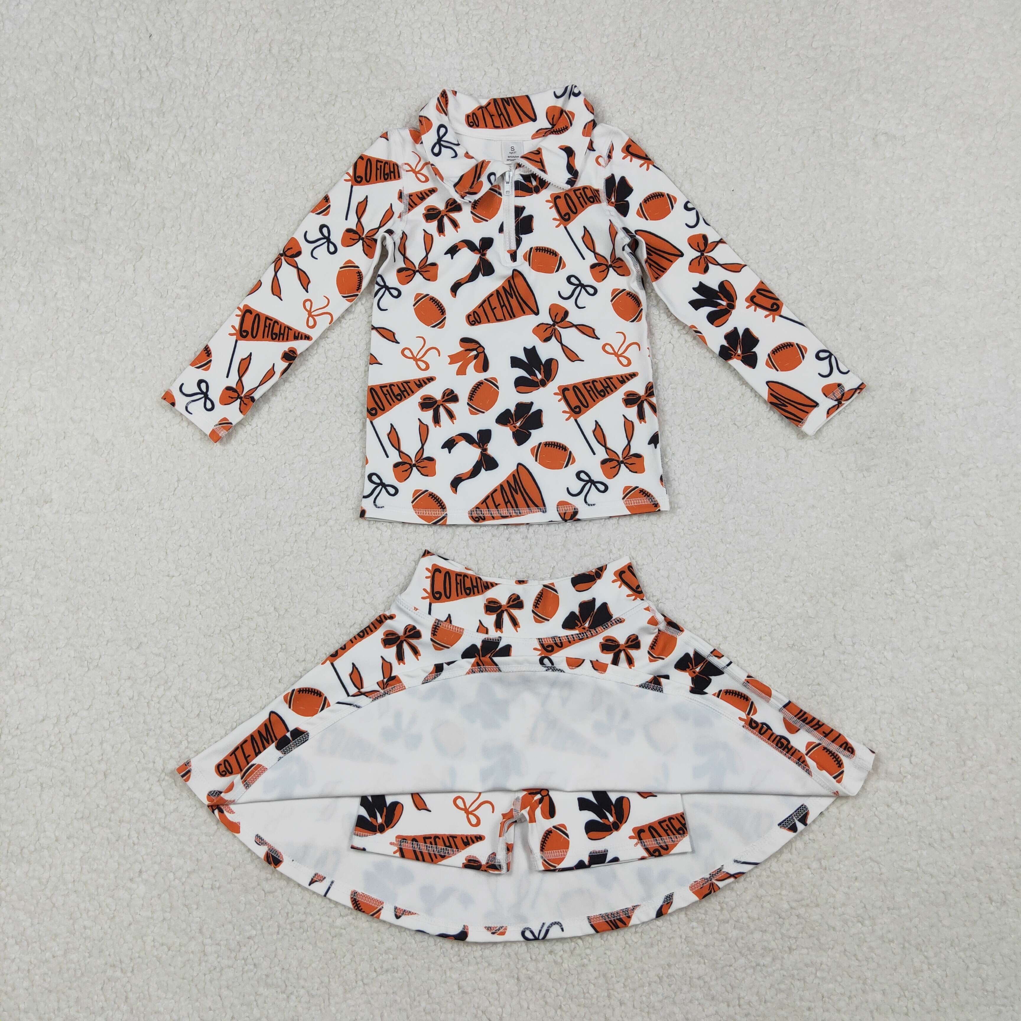 GLD1285 RTS toddler girl clothes go team girl short skirt outfit yoga clothes 