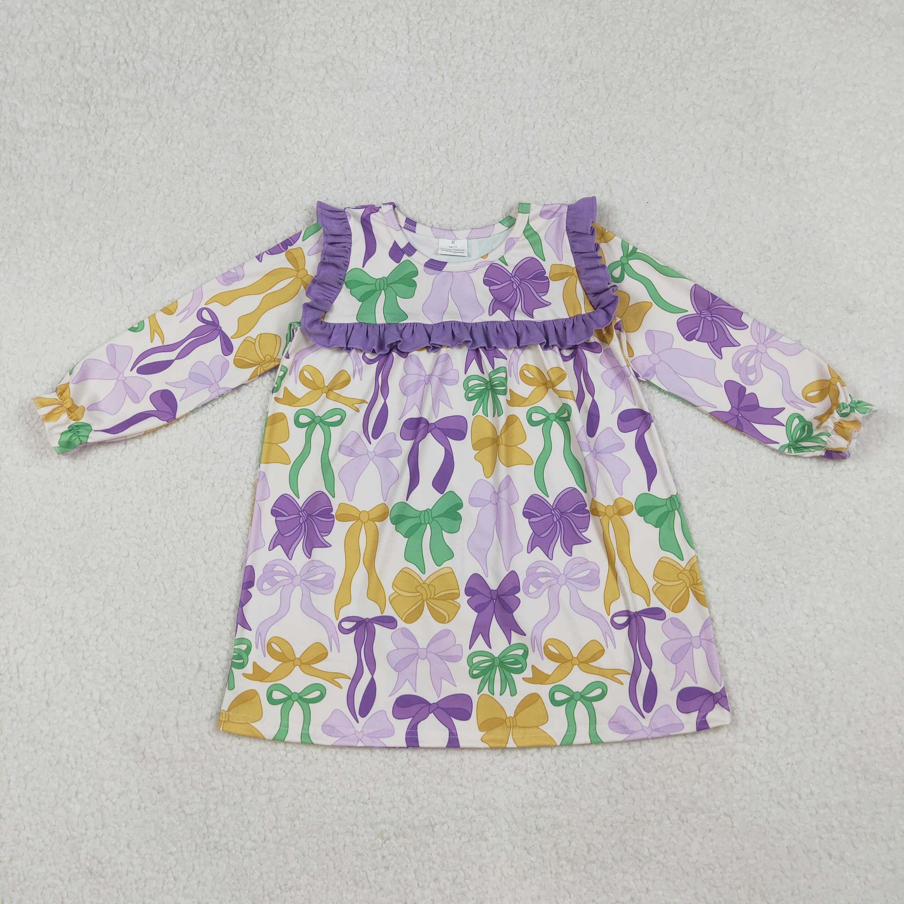 GLD1295 RTS girl clothes bows girl mardi gras winter dress