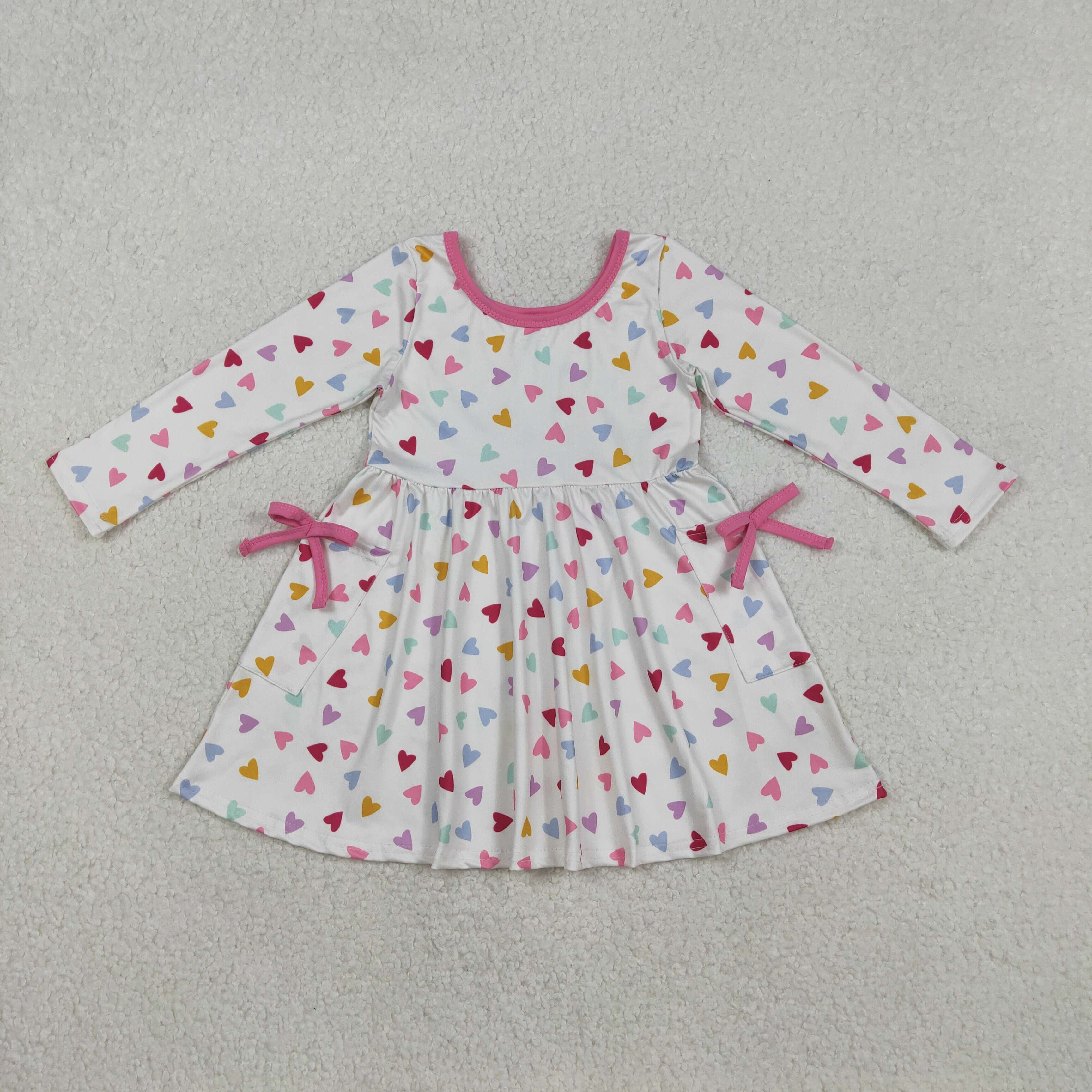GLD1428 RTS  toddler girl clothes heart print girl valentine's day dress