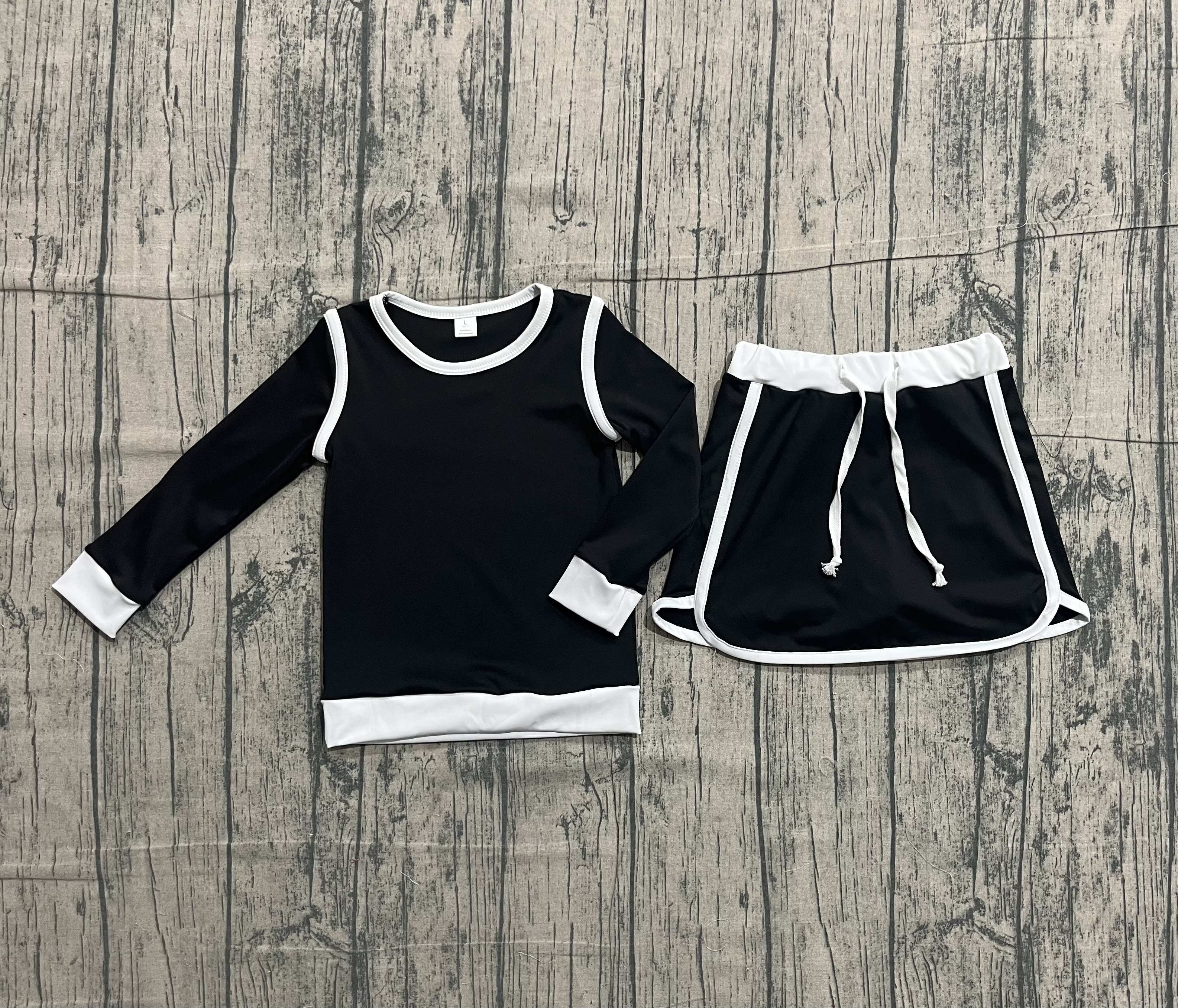 GLD1481 pre-order baby girl clothes balck toddler girl yoga skirt outfit-real pic 2026.1.7