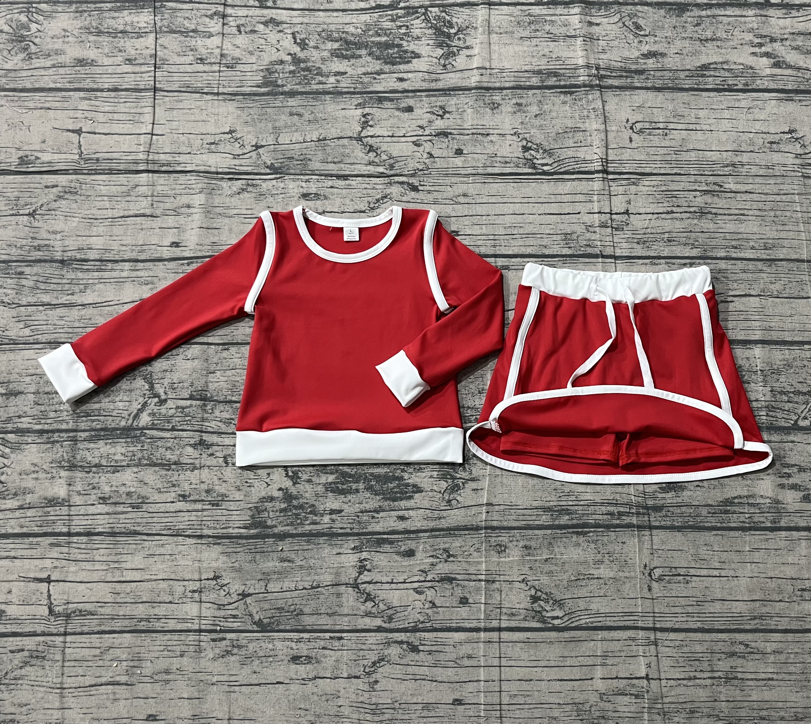 GLD1482 pre-order baby girl clothes red toddler girl yoga skirt outfit-real pic 2026.1.15
