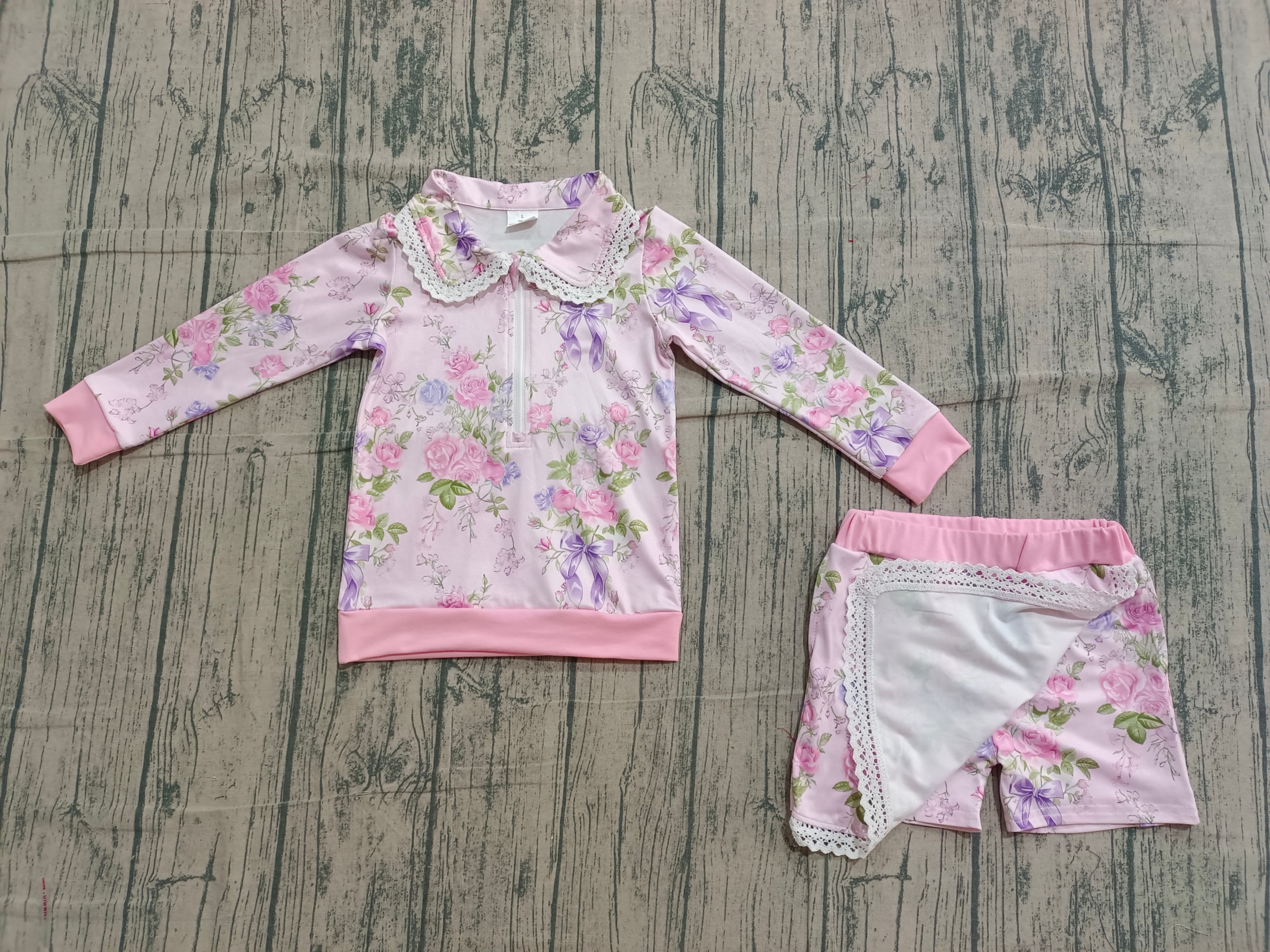 GLD1572 pre-order baby girl clothes floral print toddler girl winter skirt outfit-real pic 2025.12.30 