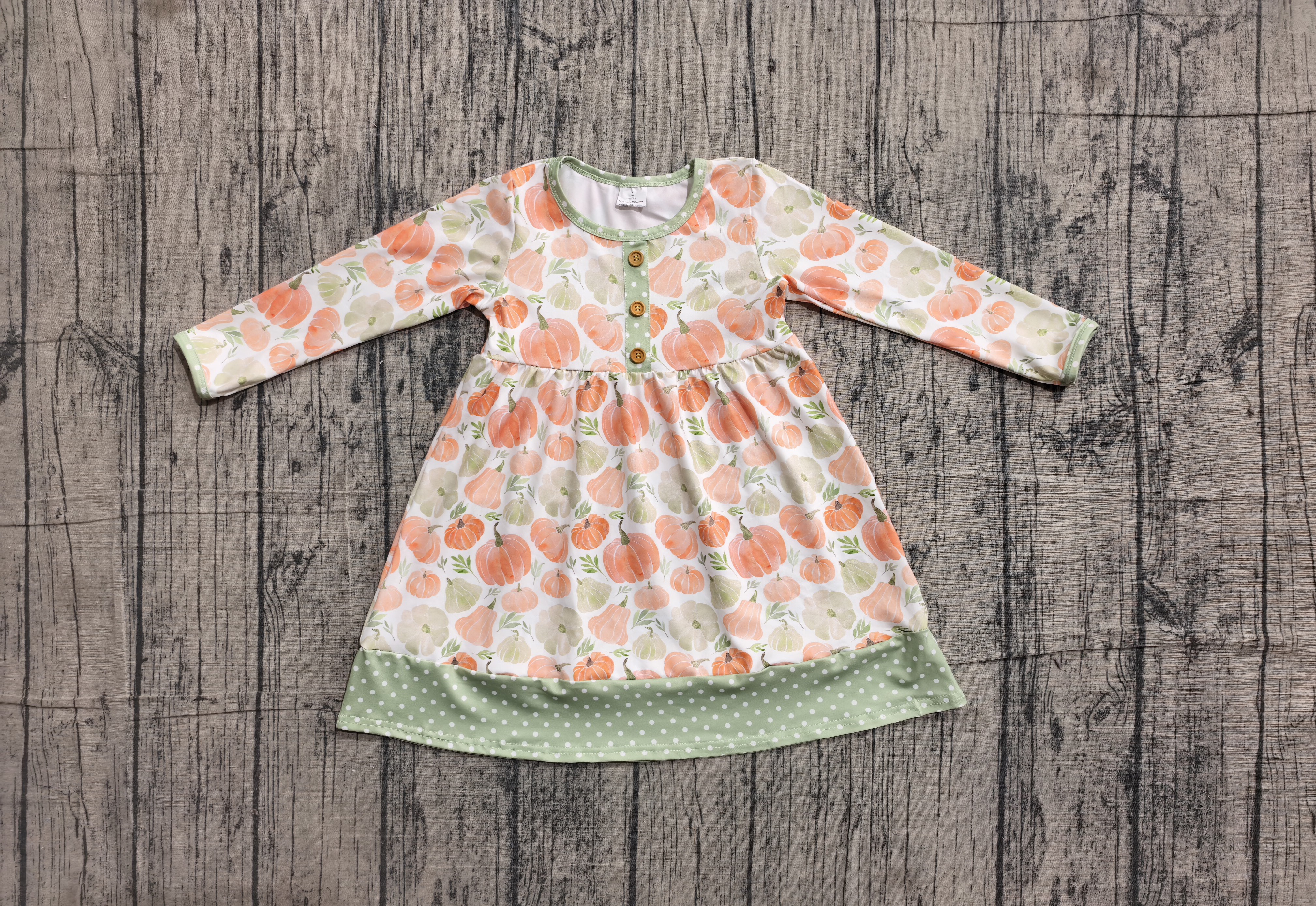 GLD1626 pre-order  toddler girl clothes pumpkin print girl fall dress-real pic 2026.5.28 