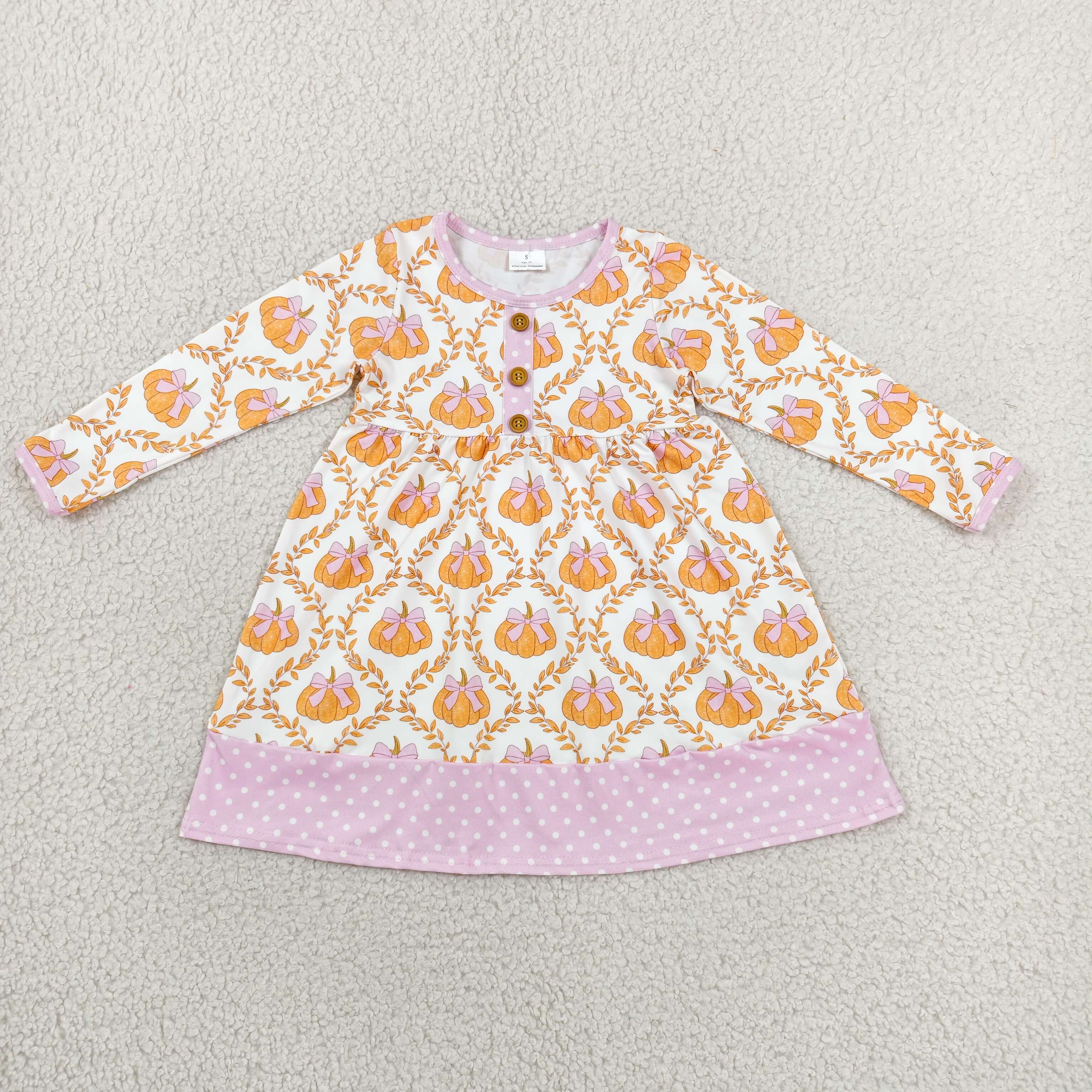 GLD1627 RTS toddler girl clothes pumpkin girl fall dress long sleeve dress halloween clothes
