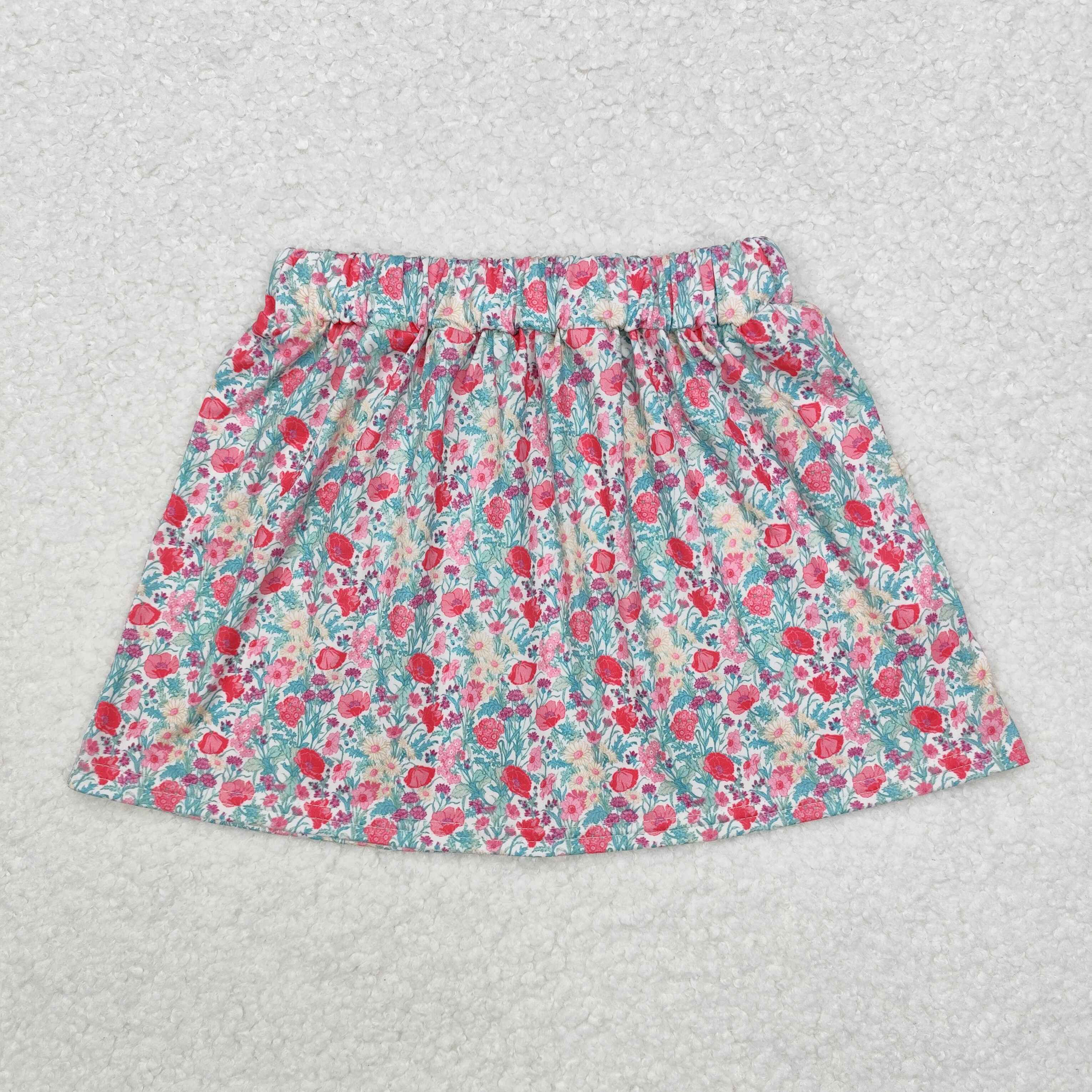 GLD0713 RTS  toddler girl clothes floral bow girl short skirt outfit