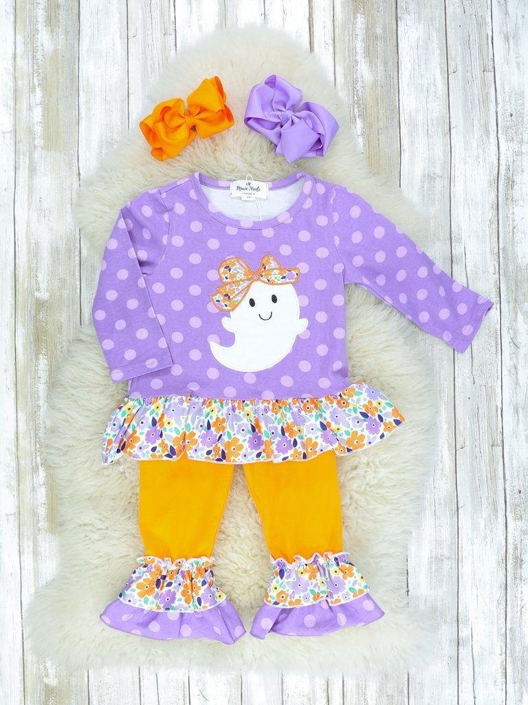 GLP0200 kids clothes girls ghost embroidery halloween toddler outfits embroidered-promotion 2025.9.27 $5.5