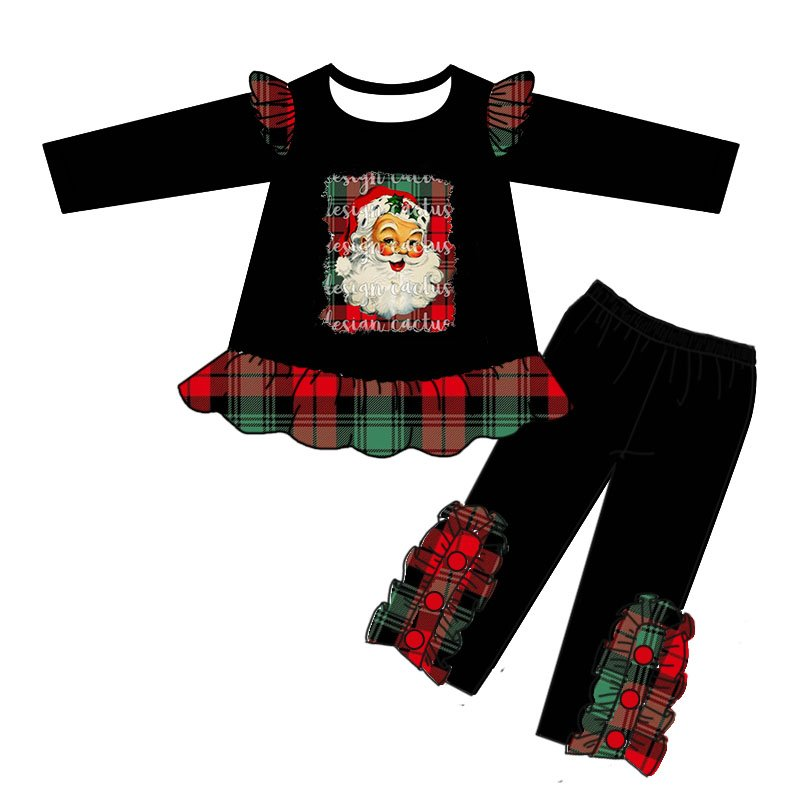 GLP0259 baby girl clothes black santa claus christmas outfits-promotion 2025.8.16 $5.5