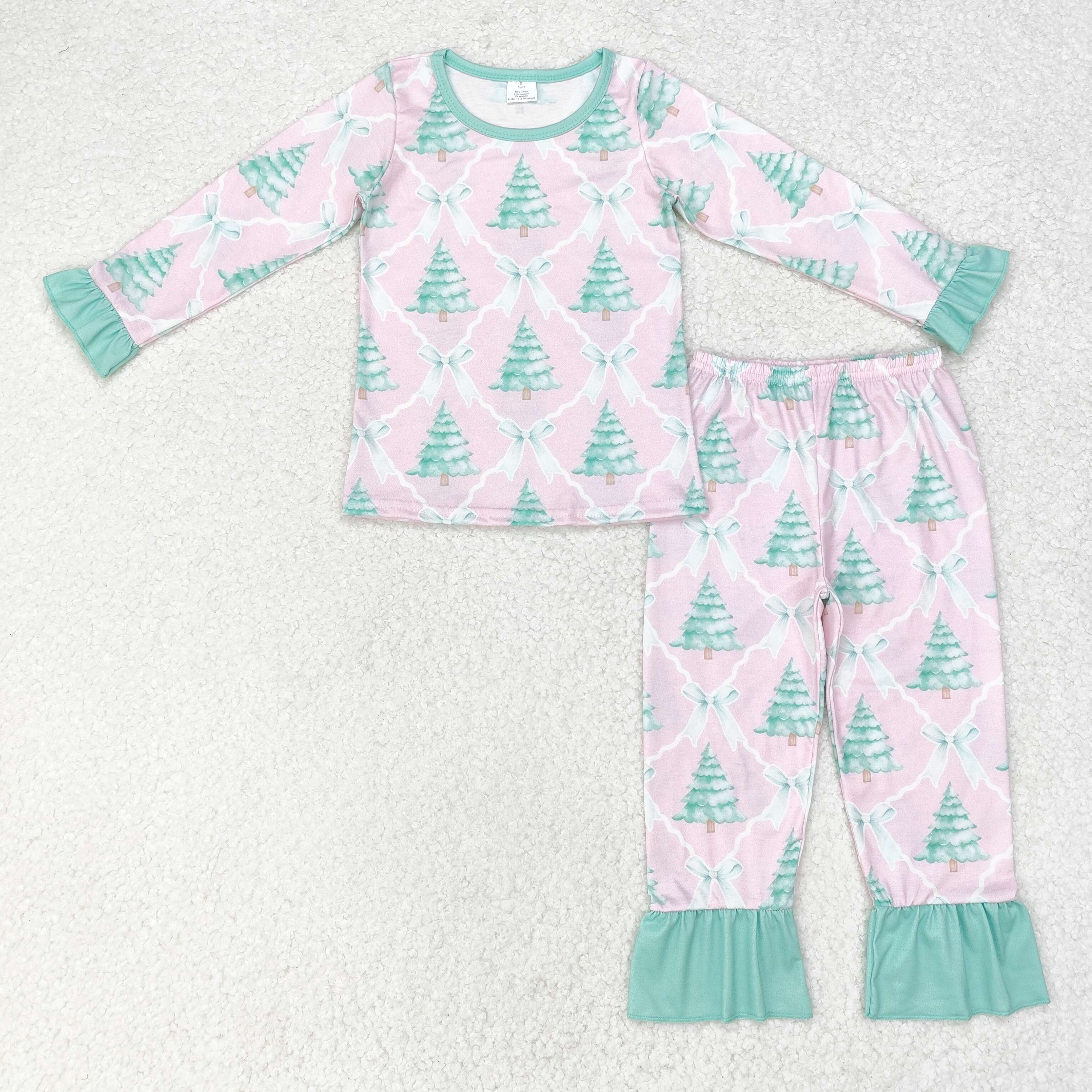 GLP1242 RTS toddler girl clothes xmas tree girl christmas winter pajamas outfit